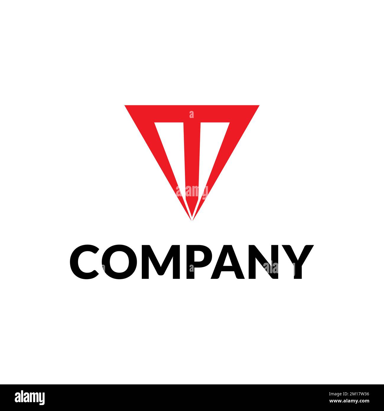 Logo alfabetico T a forma di triangolo con lettera rossa Illustrazione Vettoriale