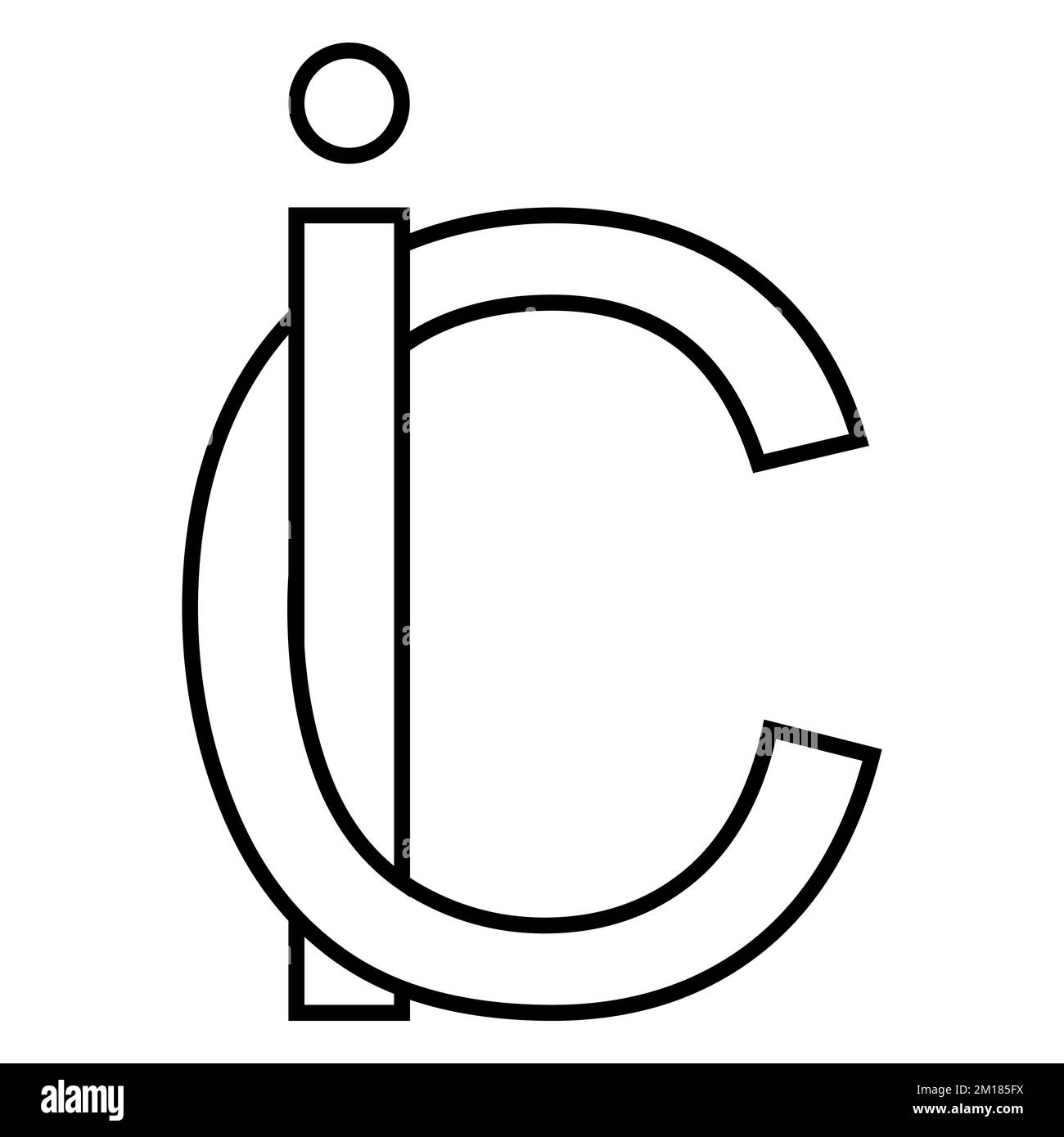Logo segno ic ci icona nft lettere interlacciate i c Illustrazione Vettoriale