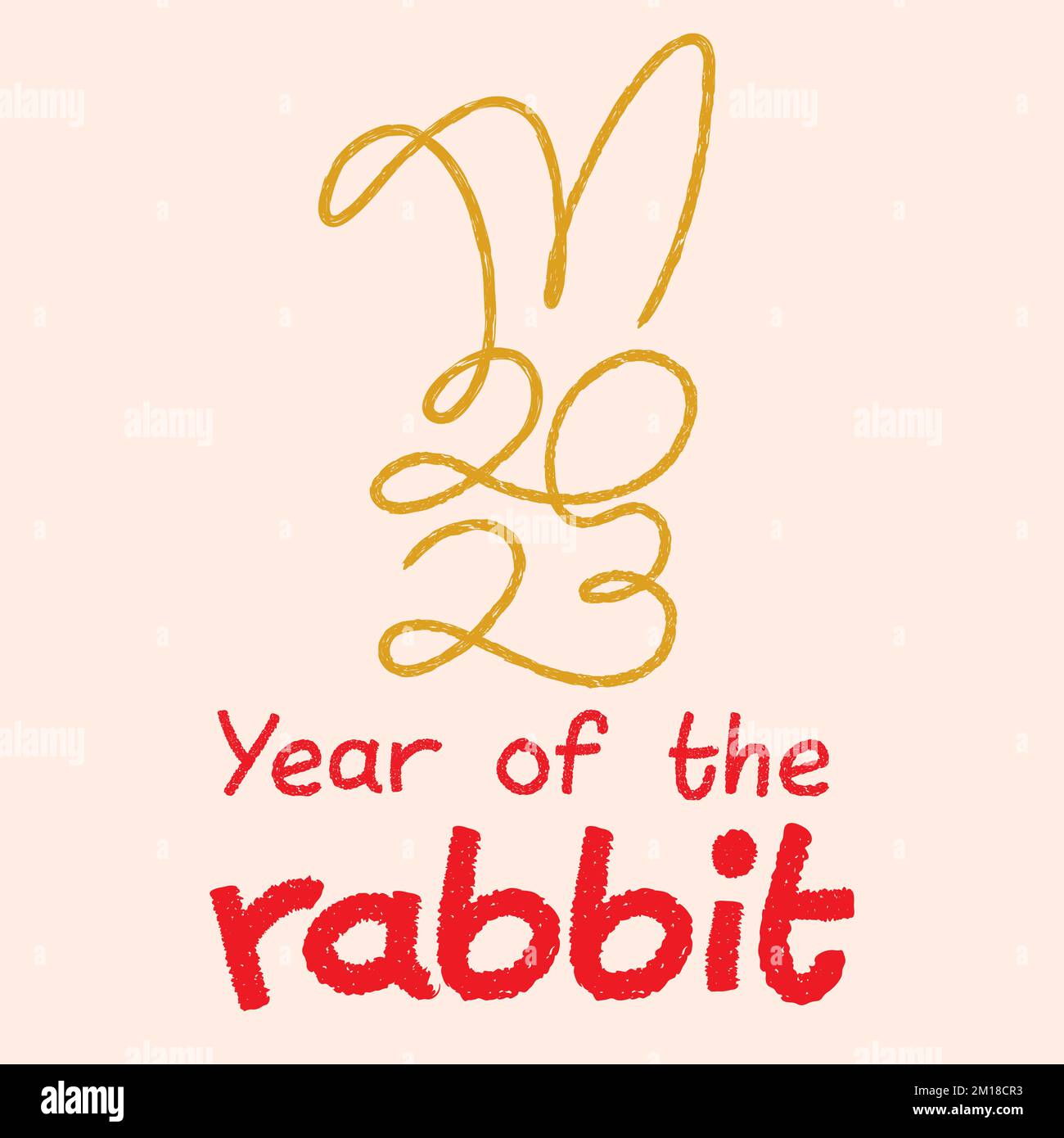 anno del coniglio 2023 disegno a linea continua vettoriale per decorazione, sito web, web, app mobile, stampa, banner, logo, poster design, ca Illustrazione Vettoriale