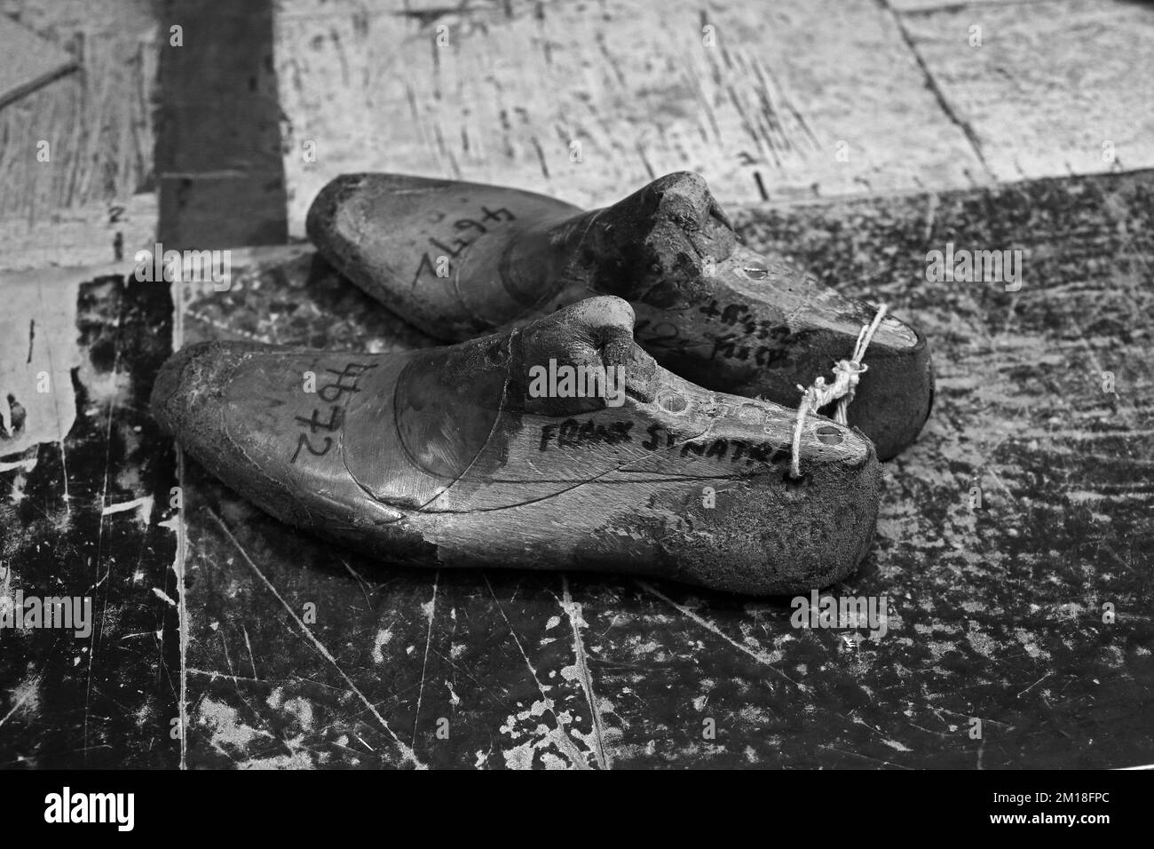 La scarpa Last di Frank Sinatra al calzolaio su misura John Lobb. Foto Stock