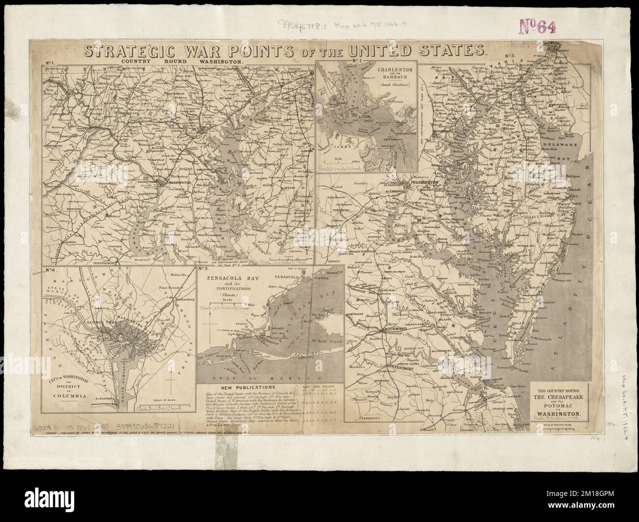 Punti strategici di guerra degli Stati Uniti , Stati Atlantici, Storia, Guerra civile, 1861-1865, Mappe Norman B. Leventhal Map Center Collection Foto Stock