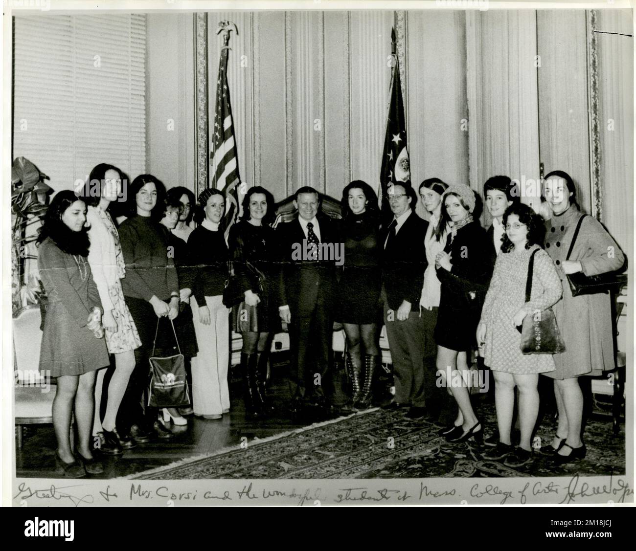 Gruppo di studenti presso l'Ambasciata degli Stati Uniti a Roma , studenti, Ambasciate, Volpe, John A. Foto Stock