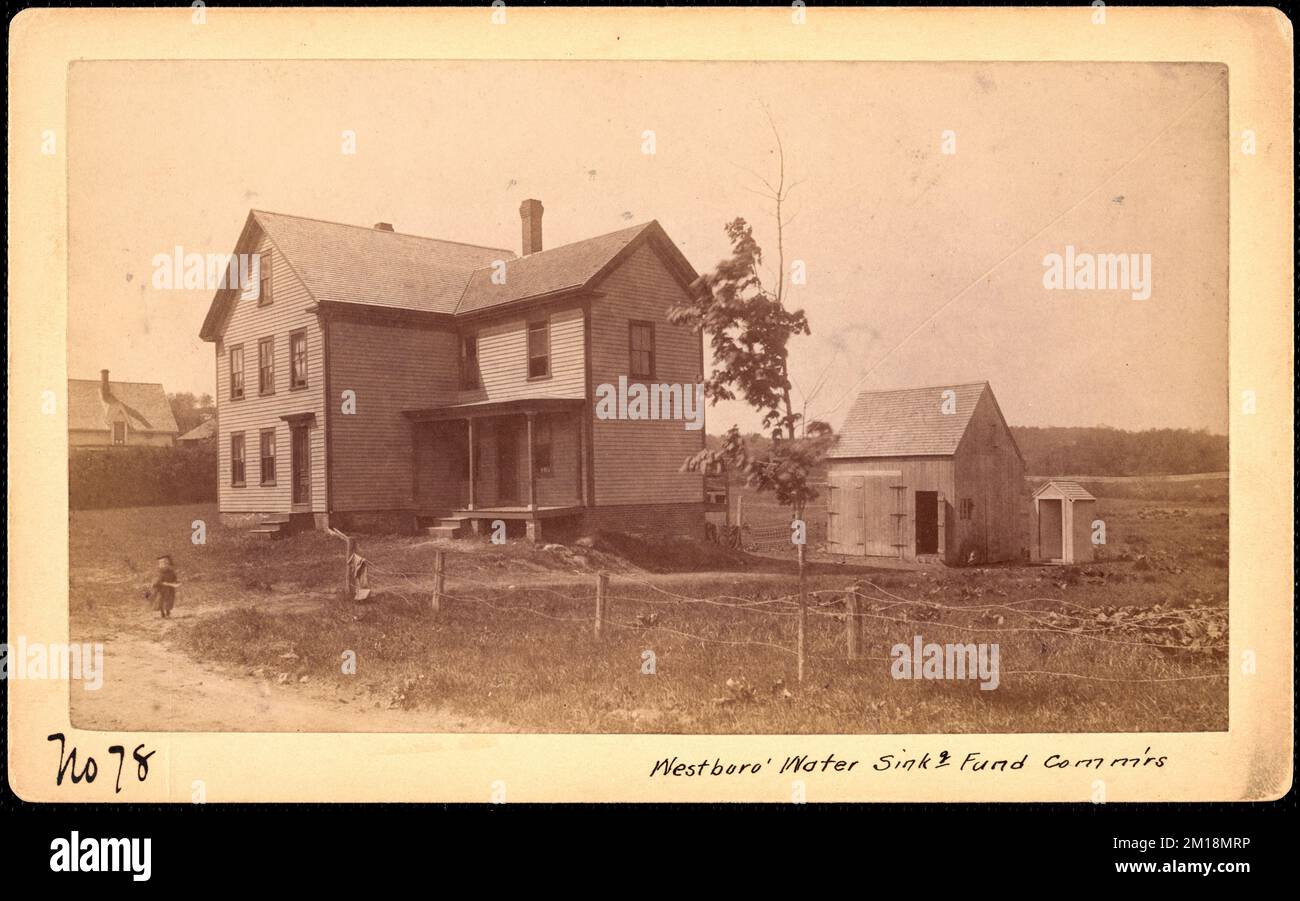 Sudbury Reservoir, immobiliare, Westboro Water sinking Fund Commissioners, casa, Southborough, Mass., ca. 1893 , acquedotto, serbatoi strutture di distribuzione dell'acqua, immobiliare Foto Stock