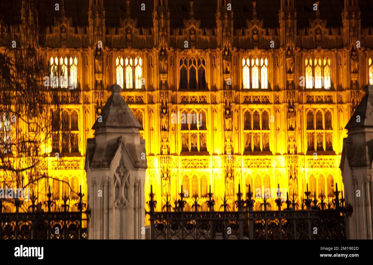 Londra di Notte - The Houses of Parliament, Westminster, Londra, Regno Unito Foto Stock
