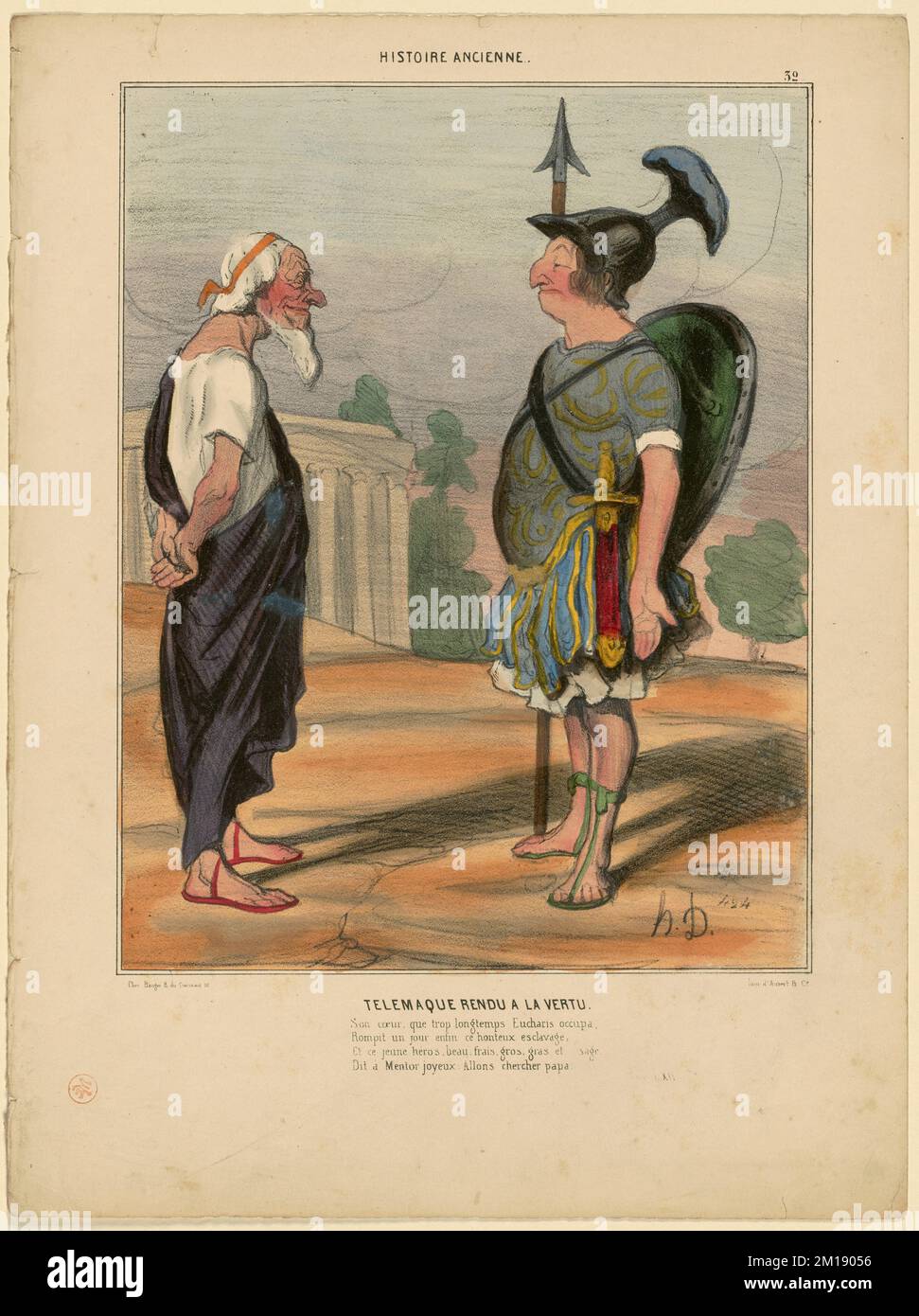Télémaque rendu à la vertu. Honoré Daumier (1808-1879). Litografie Foto Stock