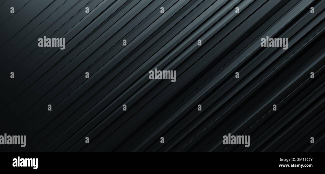 Sfondo astratto geometrico nero. Sfondo a righe con sfumatura. illustrazione 3d. Foto Stock