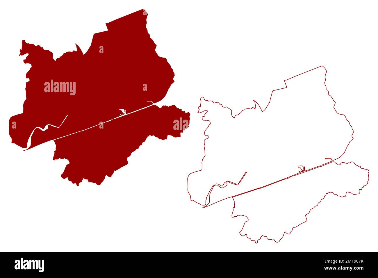 Area comune e autorità unitaria di Warrington (Regno Unito di Gran Bretagna e Irlanda del Nord, contea cerimoniale Cheshire, Inghilterra) mappa vecto Illustrazione Vettoriale