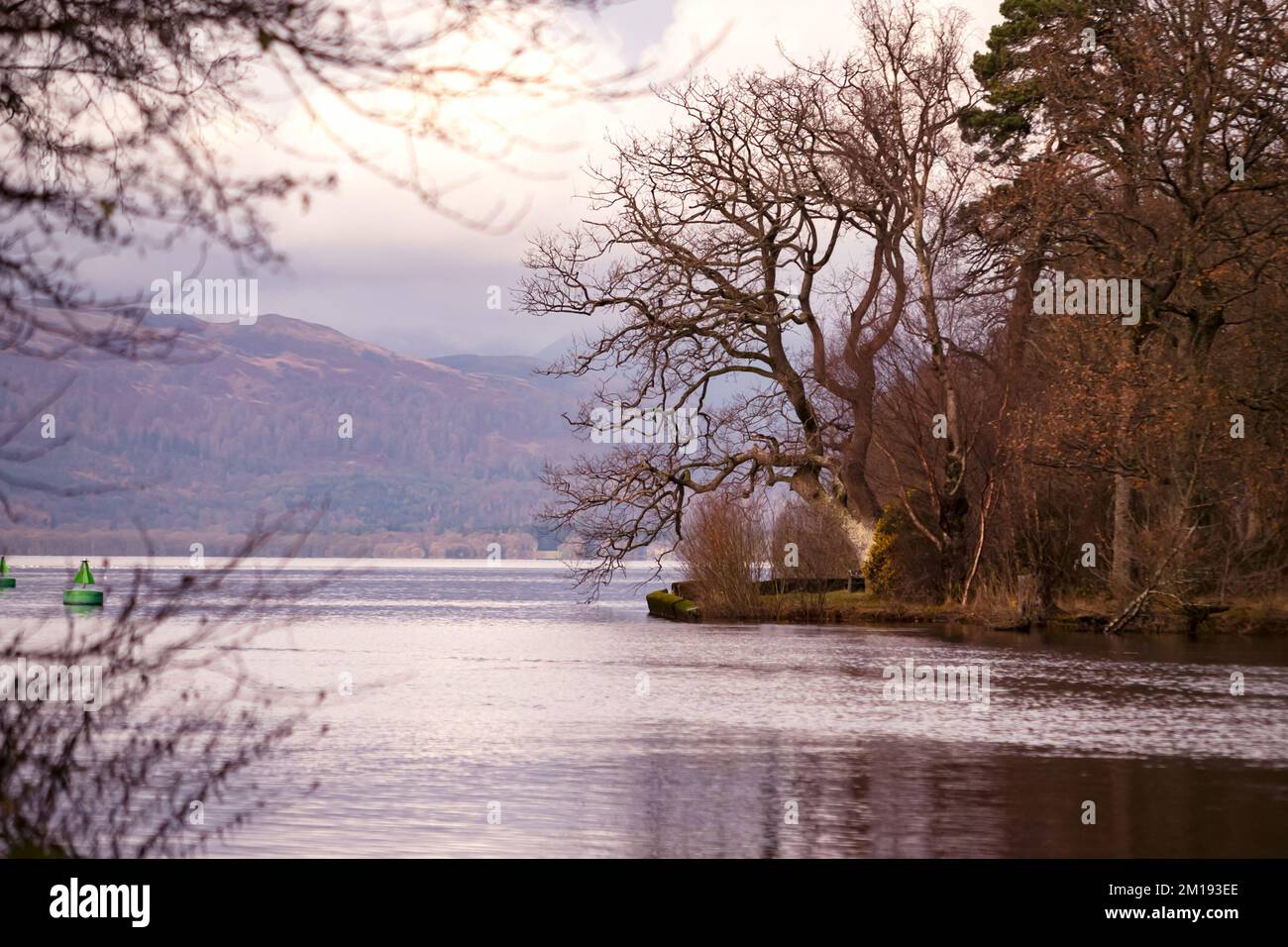 Una vista di Loch Lomond dal litorale di Balloch Foto Stock