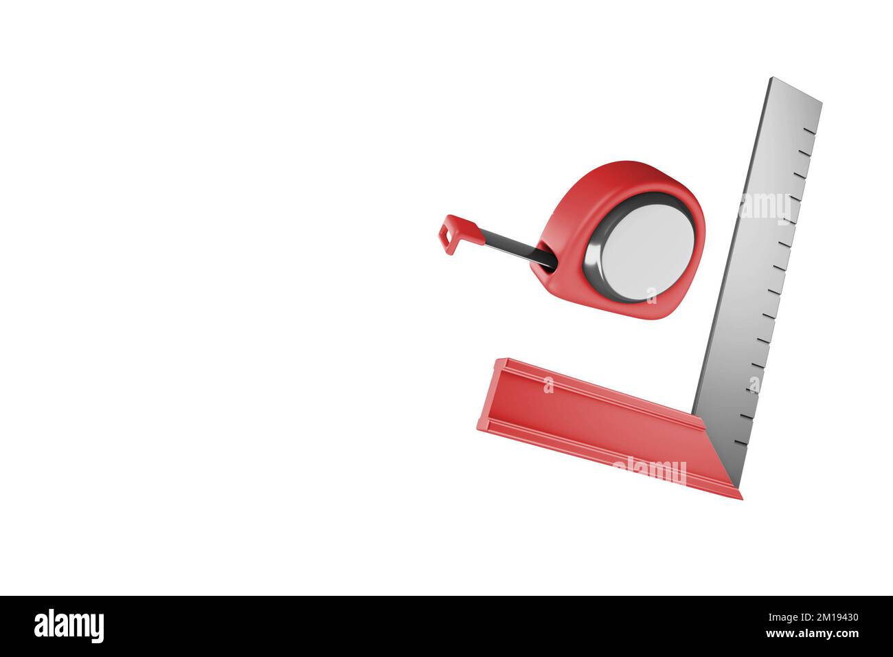 Righello per angoli rosso da costruzione strumento di misurazione 3D rendering Foto Stock