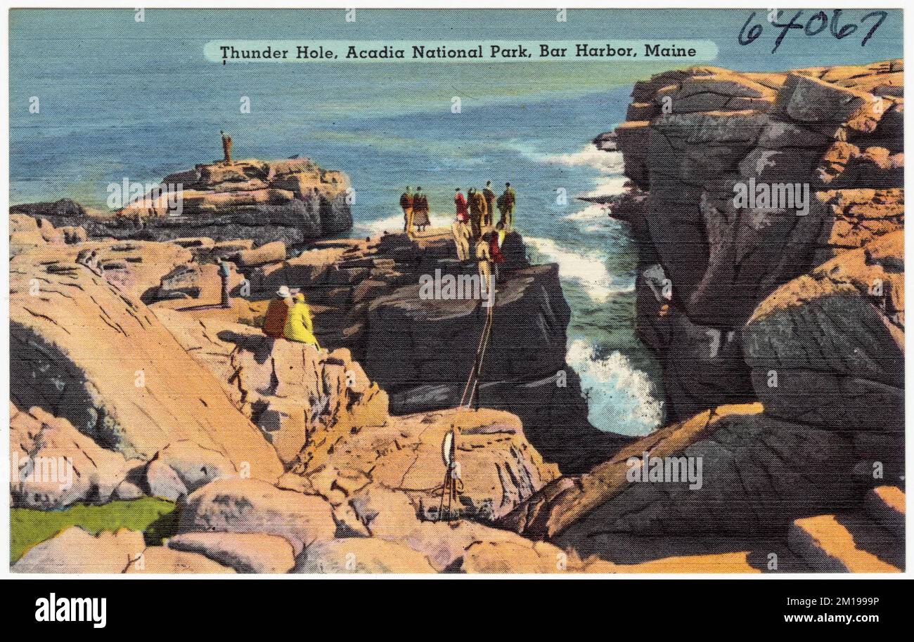 Thunder Hole, Parco Nazionale Acadia, Bar Harbor, Maine , Mare, Parks, Tichnor Brothers Collection, cartoline degli Stati Uniti Foto Stock
