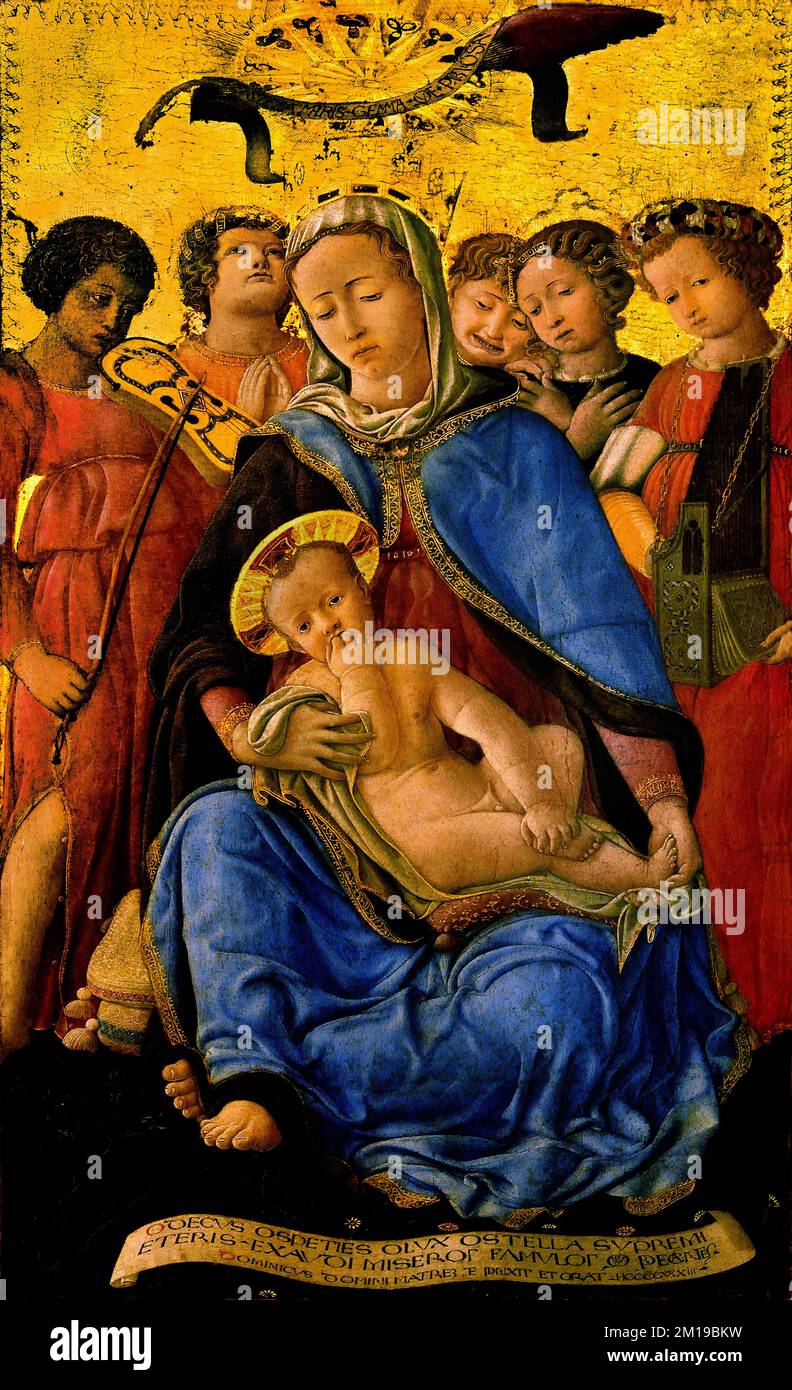 Madonna dell'umiltà e degli Angeli,1420 ,Domenico di Bartolo, 1428-1447, Siena, Arte cristiana, Italia, Italiano. Foto Stock