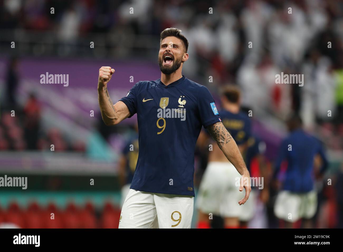 Al Khor, Qatar. 10th Dec, 2022. Olivier Giroud (fra) Calcio : Giroud festeggia dopo aver vinto la Coppa del mondo FIFA Qatar 2022 Quarter-final match tra Inghilterra 1-2 Francia allo Stadio al Bayt di al Khor, Qatar . Credit: Mutsu Kawamori/AFLO/Alamy Live News Foto Stock