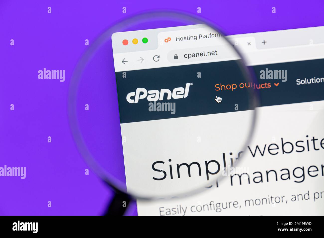 Ostersund, Svezia - 6 ottobre 2022: Pagina iniziale di cPanel sullo schermo di un computer. CPanel è un software per il pannello di controllo di hosting web sviluppato da cPanel, LLC. Foto Stock