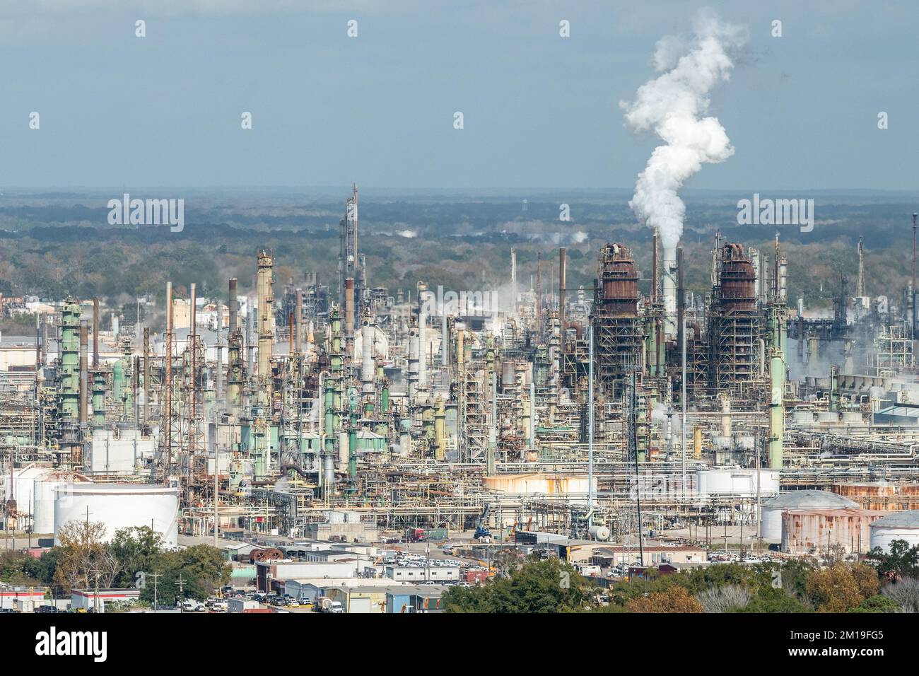 Impianto di raffineria di petrolio in Louisiana, Stati Uniti d'America. Foto Stock