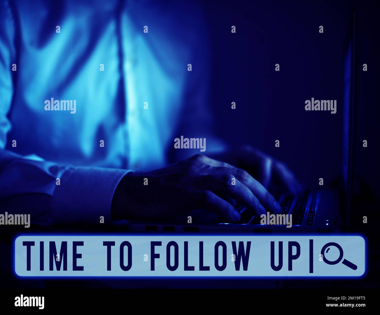 Scrittura a mano segno tempo di follow-up. Concetto di Internet richiesta dell'attività precedente o continuazione delle informazioni Foto Stock