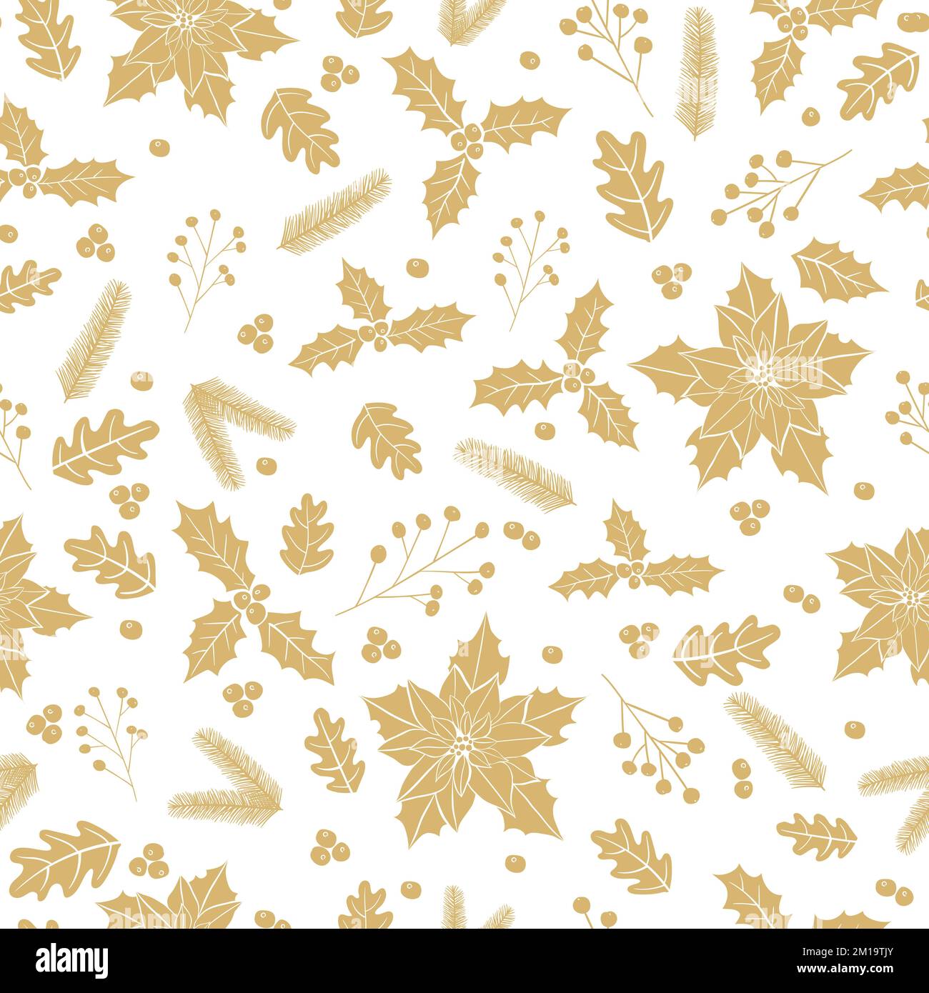 Golden Natale vacanza vettore senza cuciture modello Illustrazione Vettoriale