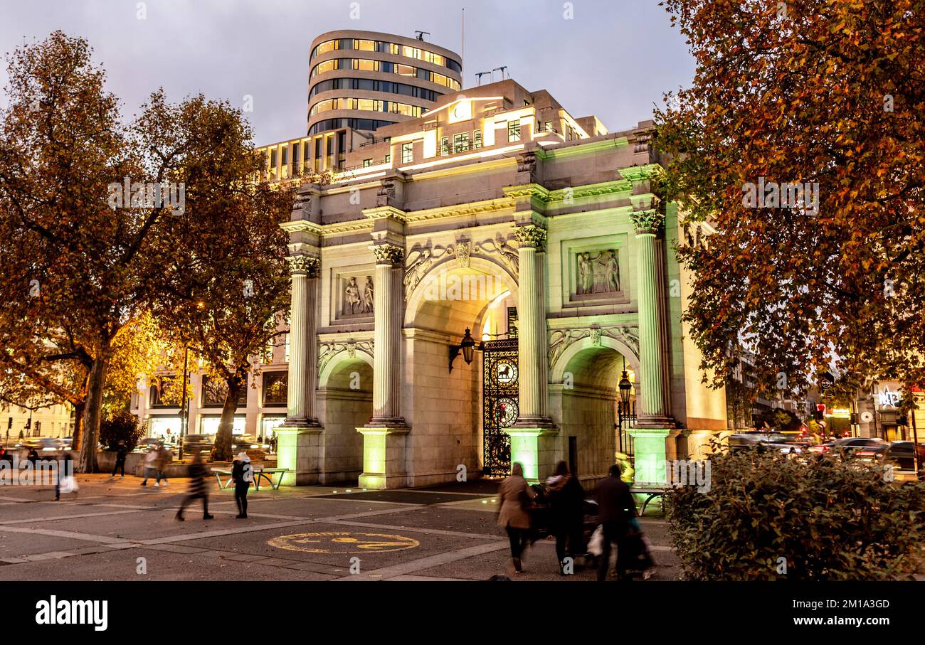 Marble Arch at Night Londra, Regno Unito Foto Stock