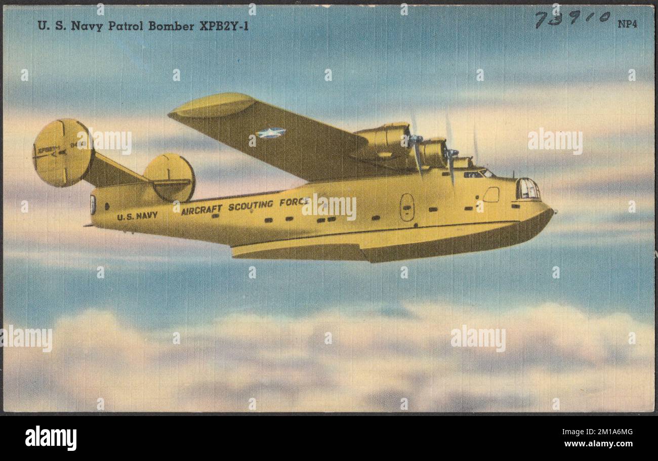 U. S. Navy Patrol Bomber XPB2Y-1 , Bombers, Tichnor Brothers Collection, cartoline degli Stati Uniti Foto Stock