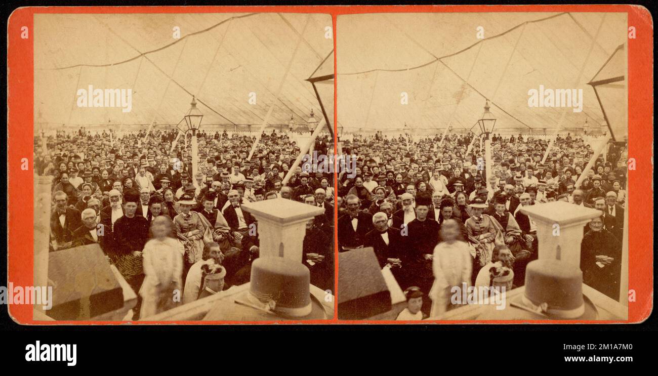 Sotto la tenda , audience, Camp Meetings, tende Foto Stock