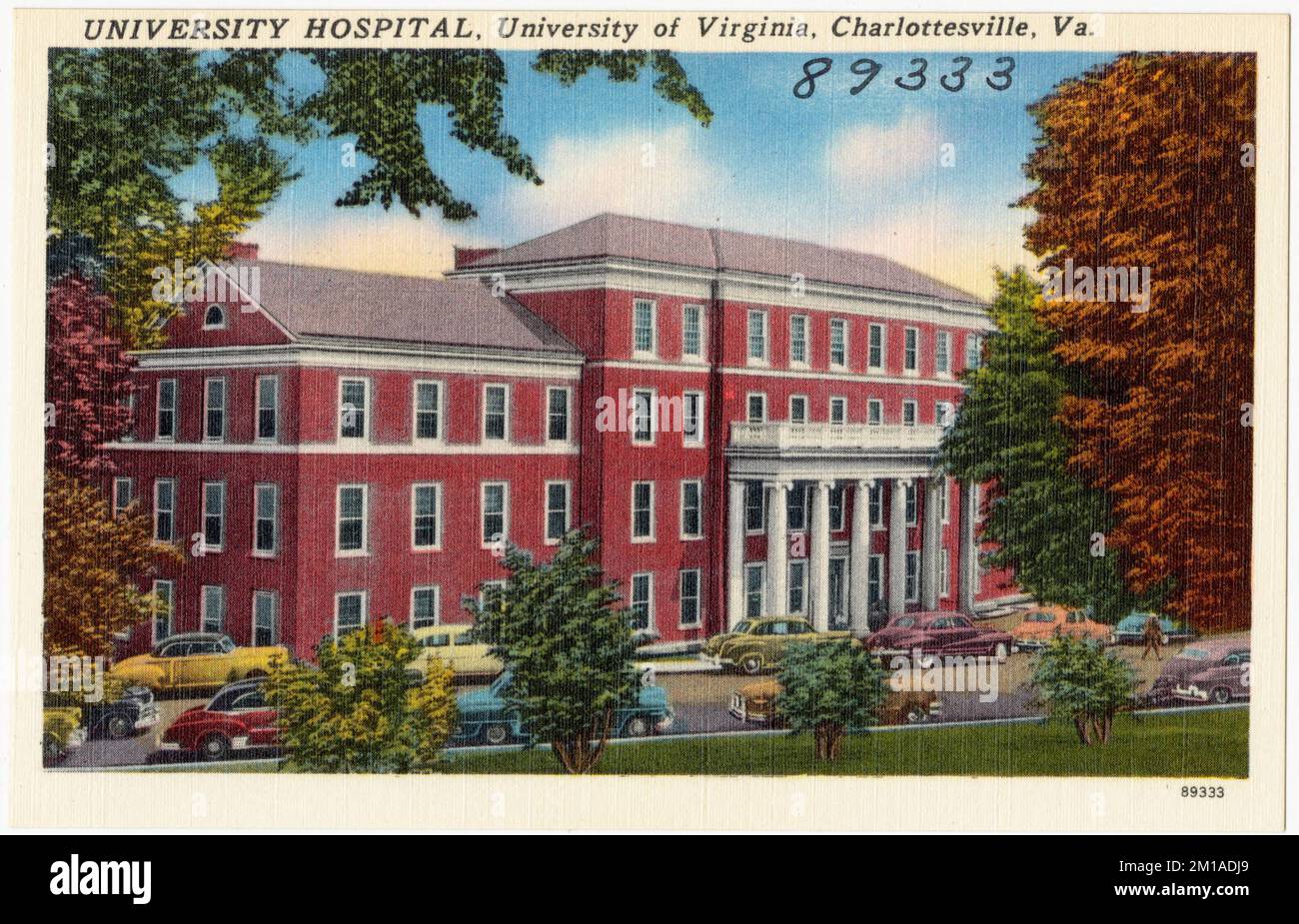 Ospedale universitario, Università IF Virginia, Charlottesville, Virginia , Università e college, Ospedali, Tichnor Brothers Collection, cartoline degli Stati Uniti Foto Stock