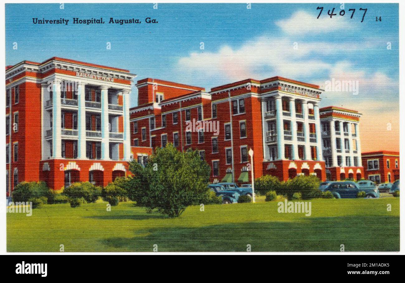Ospedale universitario, Augusta, GA. , Ospedali, Tichnor Brothers Collection, cartoline degli Stati Uniti Foto Stock