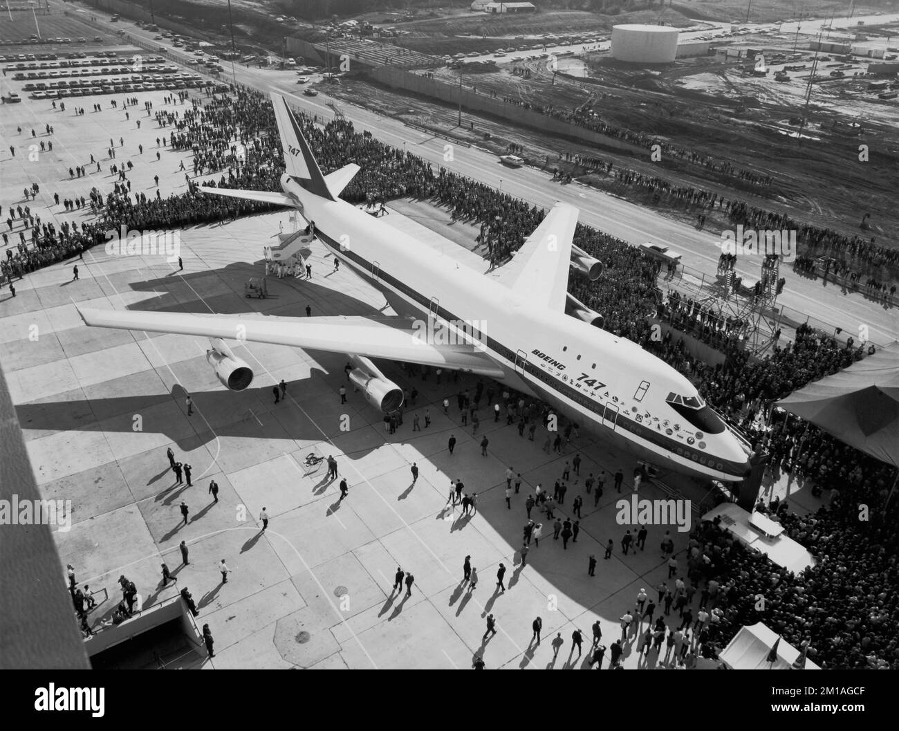 EVERETT, WASHINGTON, USA - 30 settembre 1968 - il pubblico disveling del Boeing Scandanavian Air Service 747-B enorme Viking se-DD a Everett, Washingt Foto Stock