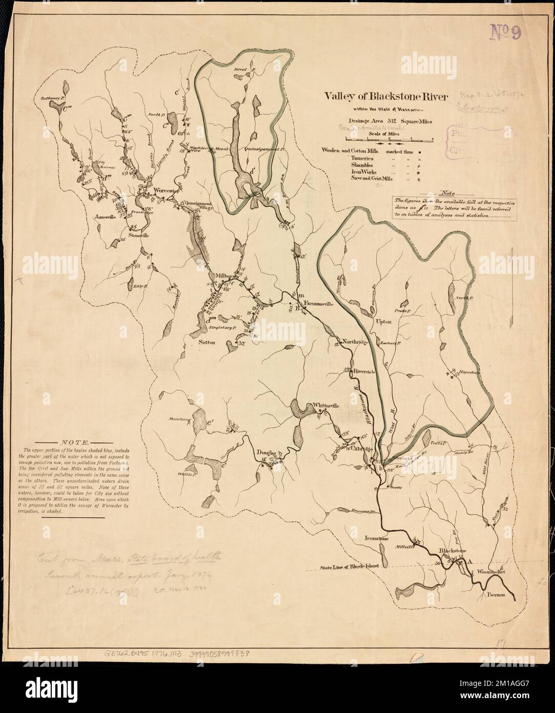 Valle del fiume Blackstone all'interno dello stato di massa, Blackstone River Mass. E R.I., Mappe, Blackstone River Valley Mass. E R.I., Mappe Norman B. Leventhal Map Center Collection Foto Stock