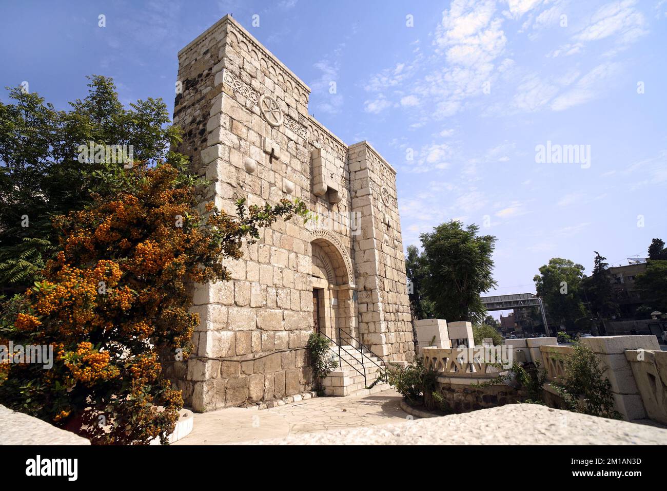 St Porta di Paolo o Bab Kisan, che significa 'porta di Kisan' è una delle sette antiche porte della città di Damasco, Siria. Foto Stock
