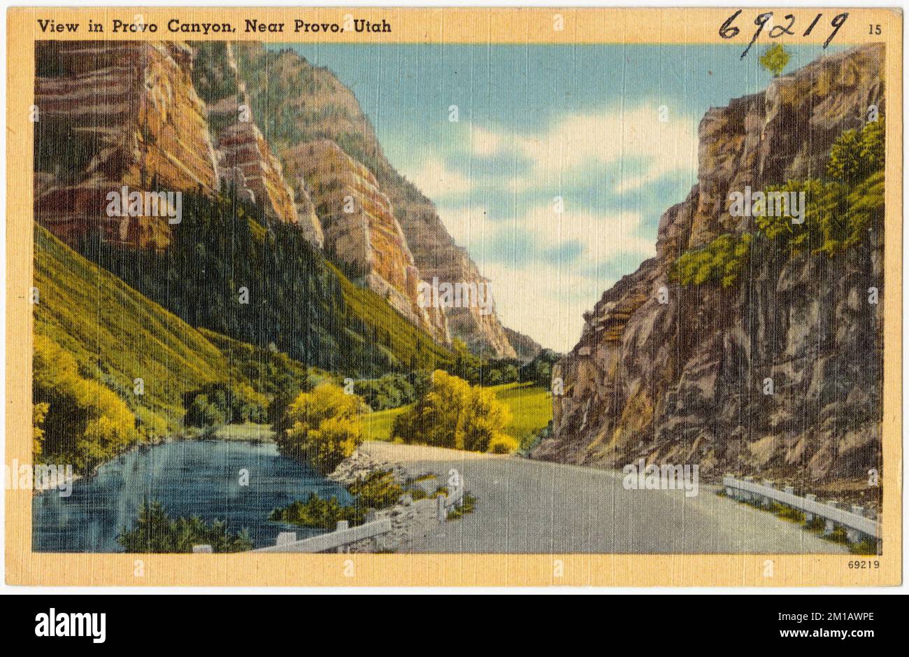 Vista nel Provo Canyon, vicino a Provo, Utah , Valli, Tichnor Brothers Collection, Cartoline degli Stati Uniti Foto Stock