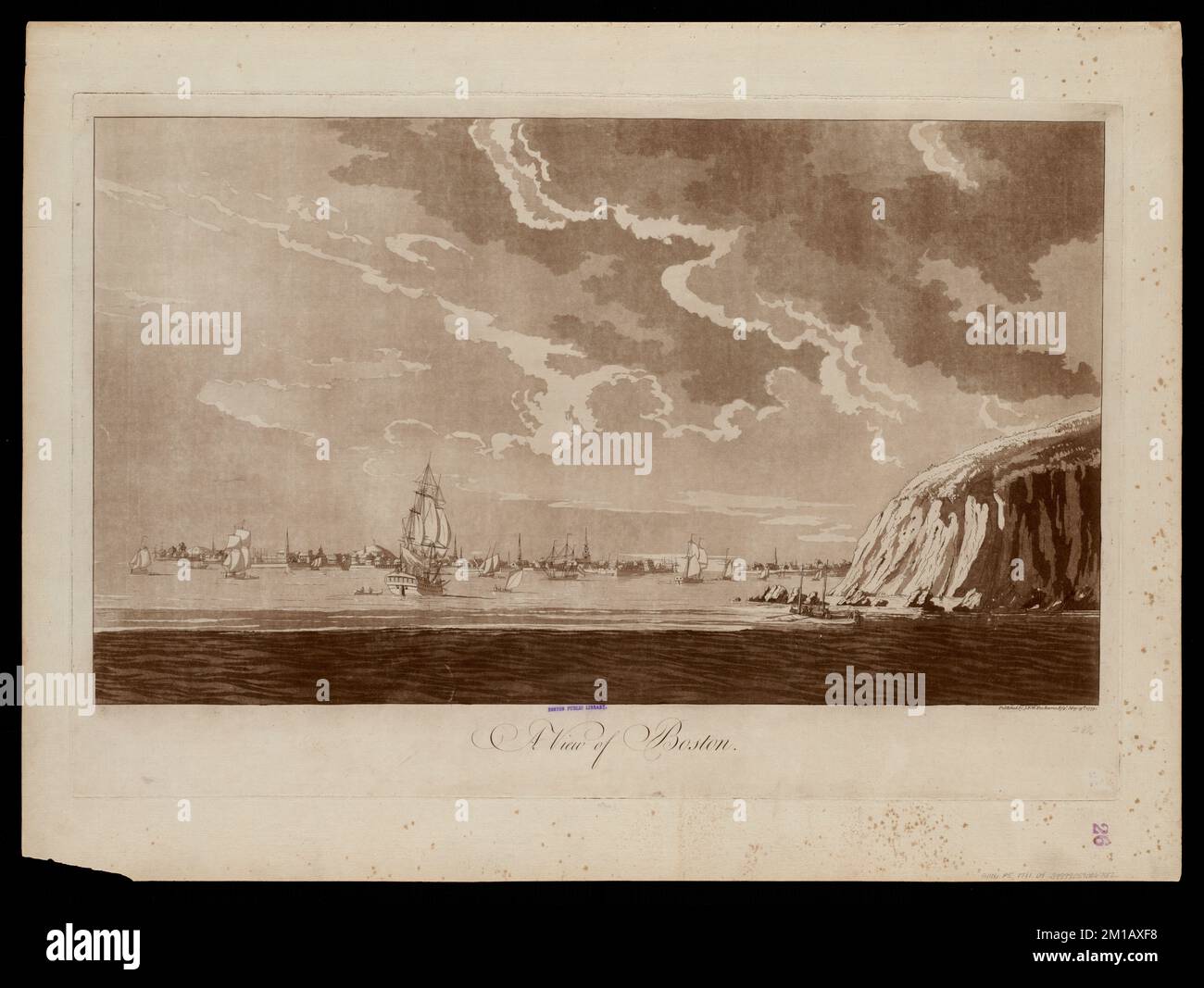 Una vista di Boston, la Messa del Porto di Boston, opere pittoriche, prime opere di Norman B. Leventhal Map Center Collection del 1800 Foto Stock