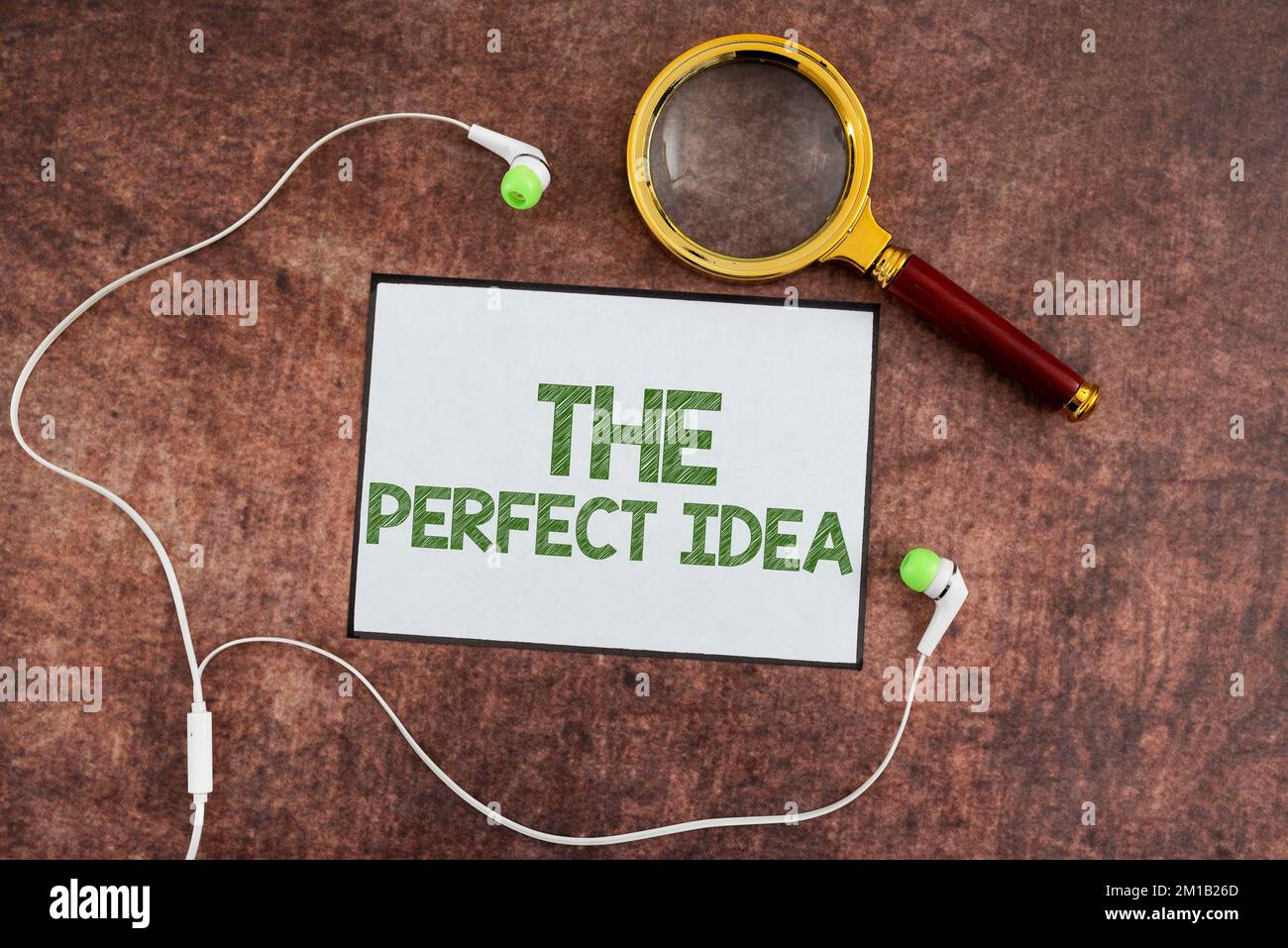 Didascalia di testo che presenta l'idea perfetta. Panoramica aziendale pensiero o suggerimento eccezionale senza confronto Foto Stock