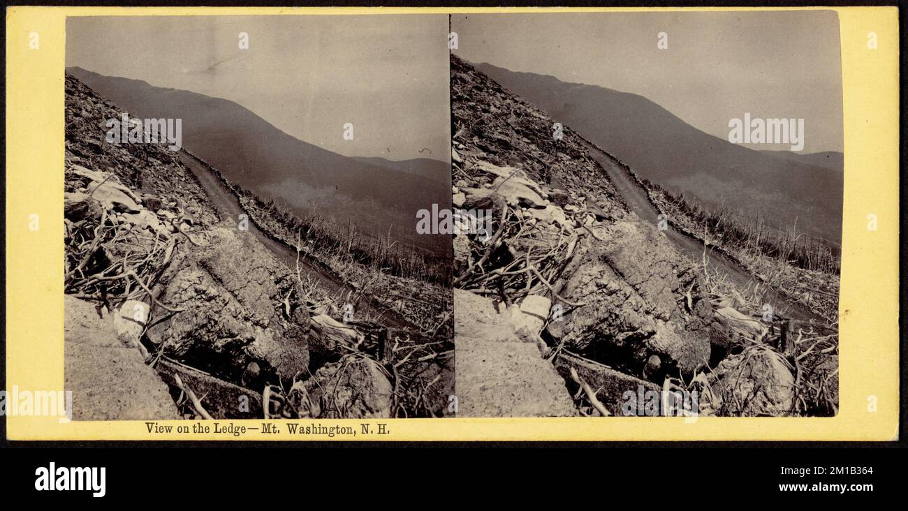 Vista sulla sporgenza - Mt. Washington, N. H. , Cutover terre, Montagne, strade Foto Stock