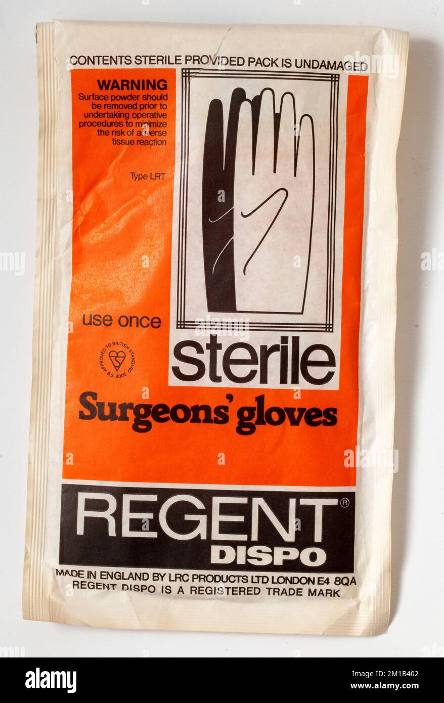 Vecchi guanti monouso per chirurghi Foto Stock
