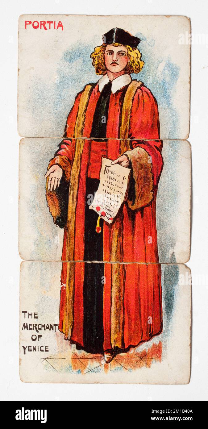 Vintage Playing Card Illustrazione di Shakespeares Portia dal mercante di Venezia Foto Stock