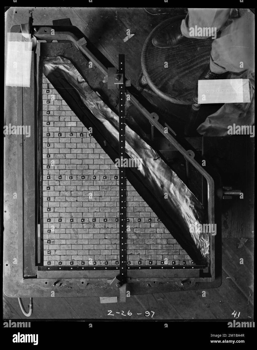 Wachusett Dam, Load Testing Experiment, Clinton, Mass., 26 febbraio, 1897 , acquedotto, dighe, attrezzatura di prova Foto Stock