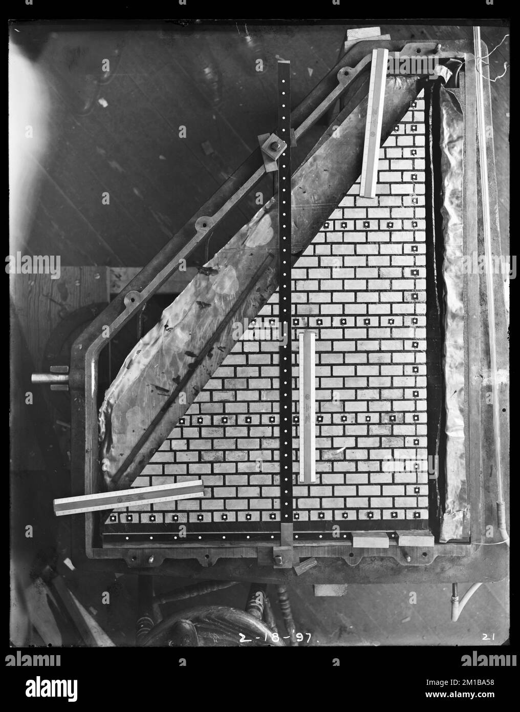 Wachusett Dam, Load Testing Experiment, Clinton, Mass., 18 febbraio, 1897 , acquedotto, dighe, attrezzatura di prova Foto Stock