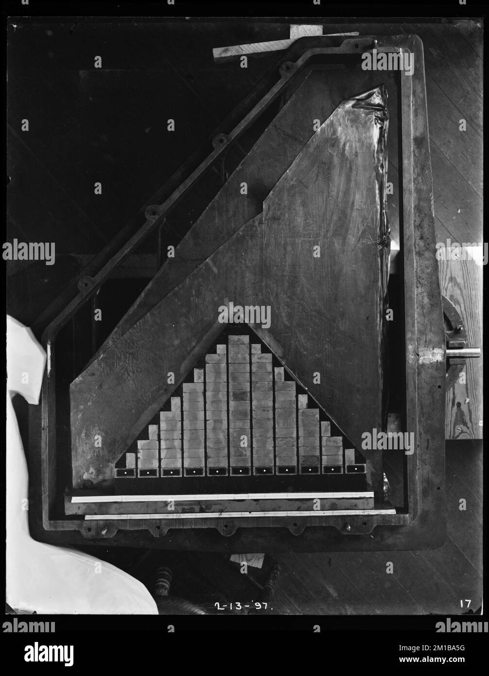 Wachusett Dam, Load Testing Experiment, Clinton, Mass., 13 febbraio, 1897 , acquedotto, dighe, attrezzatura di prova Foto Stock