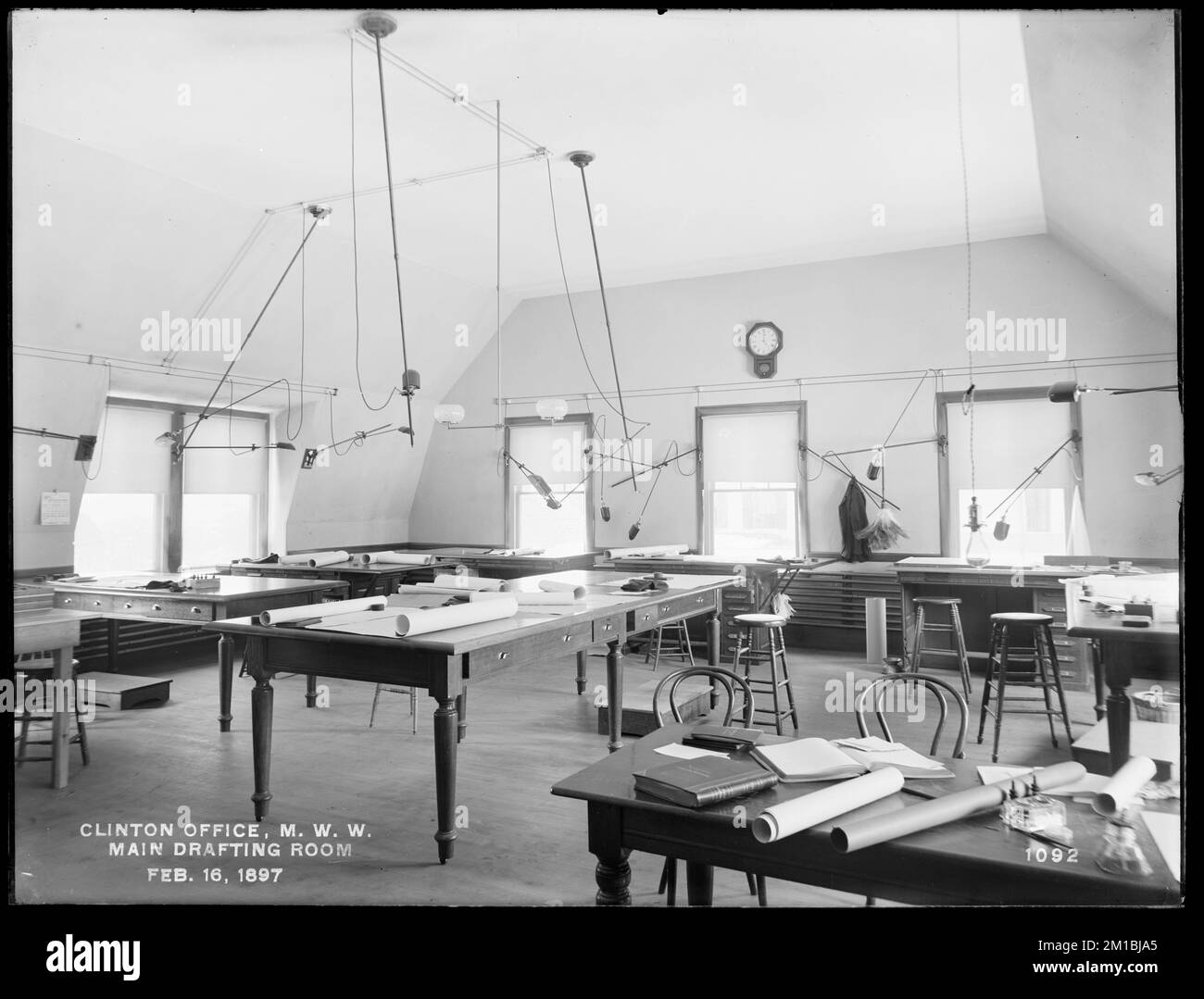 Wachusett Reservoir, Metropolitan Water Works Office, sala di disegno principale, Clinton, Mass., 16 febbraio, 1897 , opere d'acqua, uffici, spazi di lavoro Foto Stock