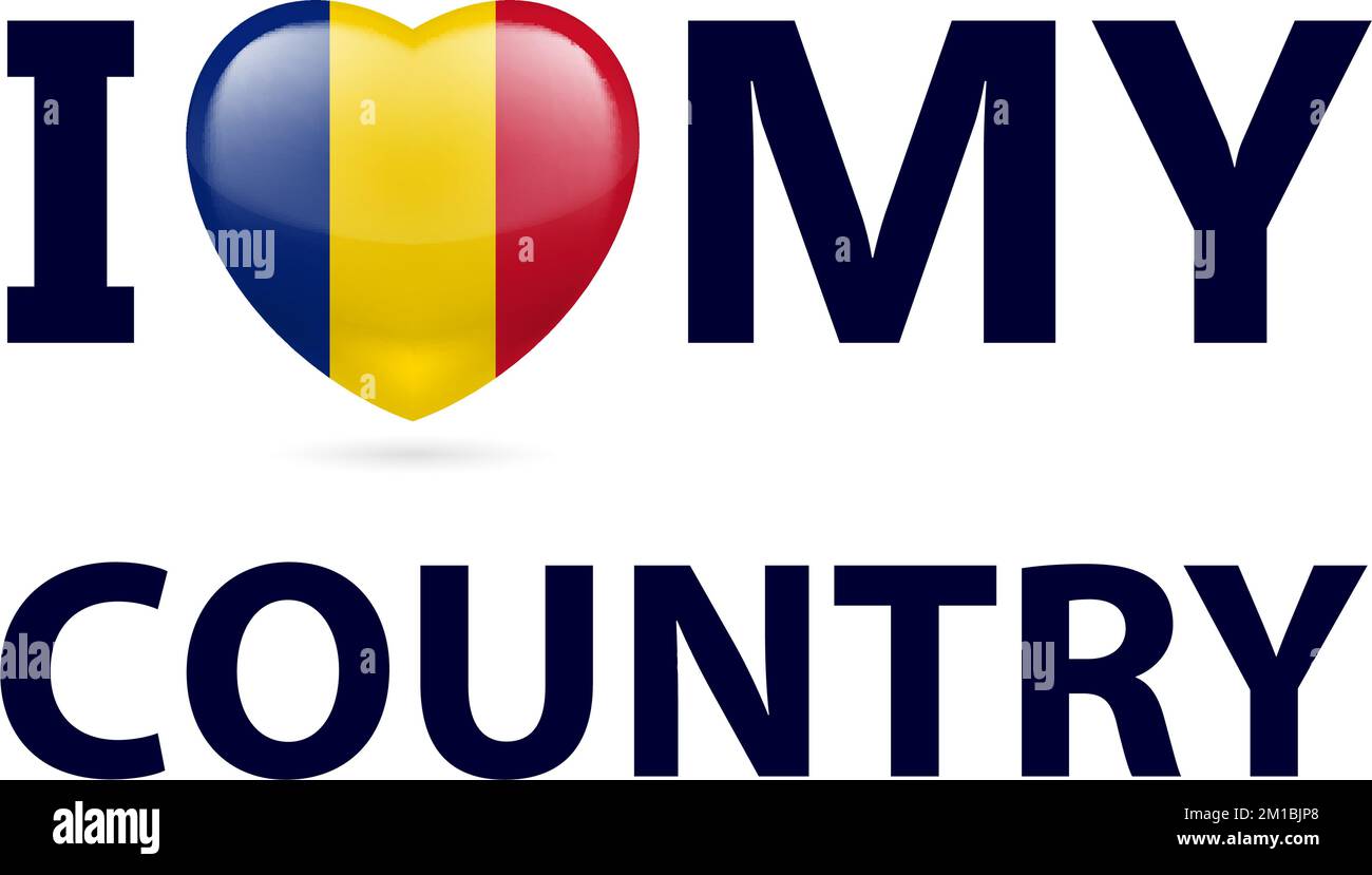 Cuore con i colori della bandiera rumena. Amo il mio Paese - Romania Illustrazione Vettoriale