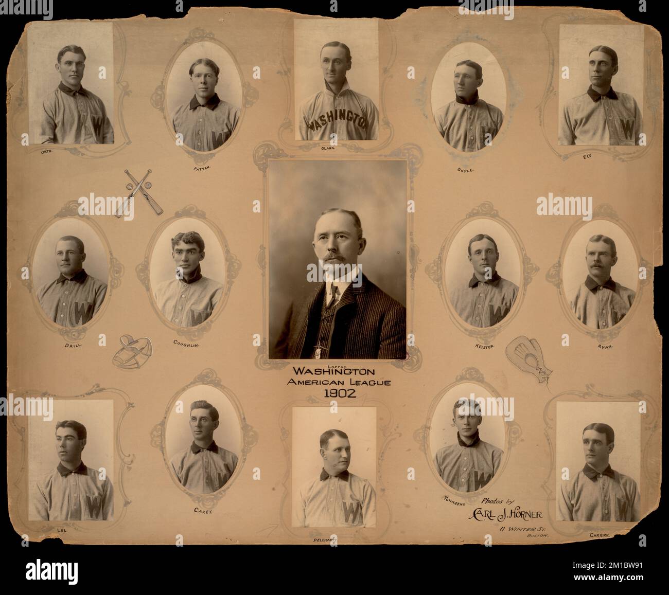 Squadra di baseball dei Washington Nationals, 1902 , giocatori di baseball, squadra di baseball dei Washington Senators : 1901-1960. Michael T. -Nuf CED- McGreevy Collection Foto Stock