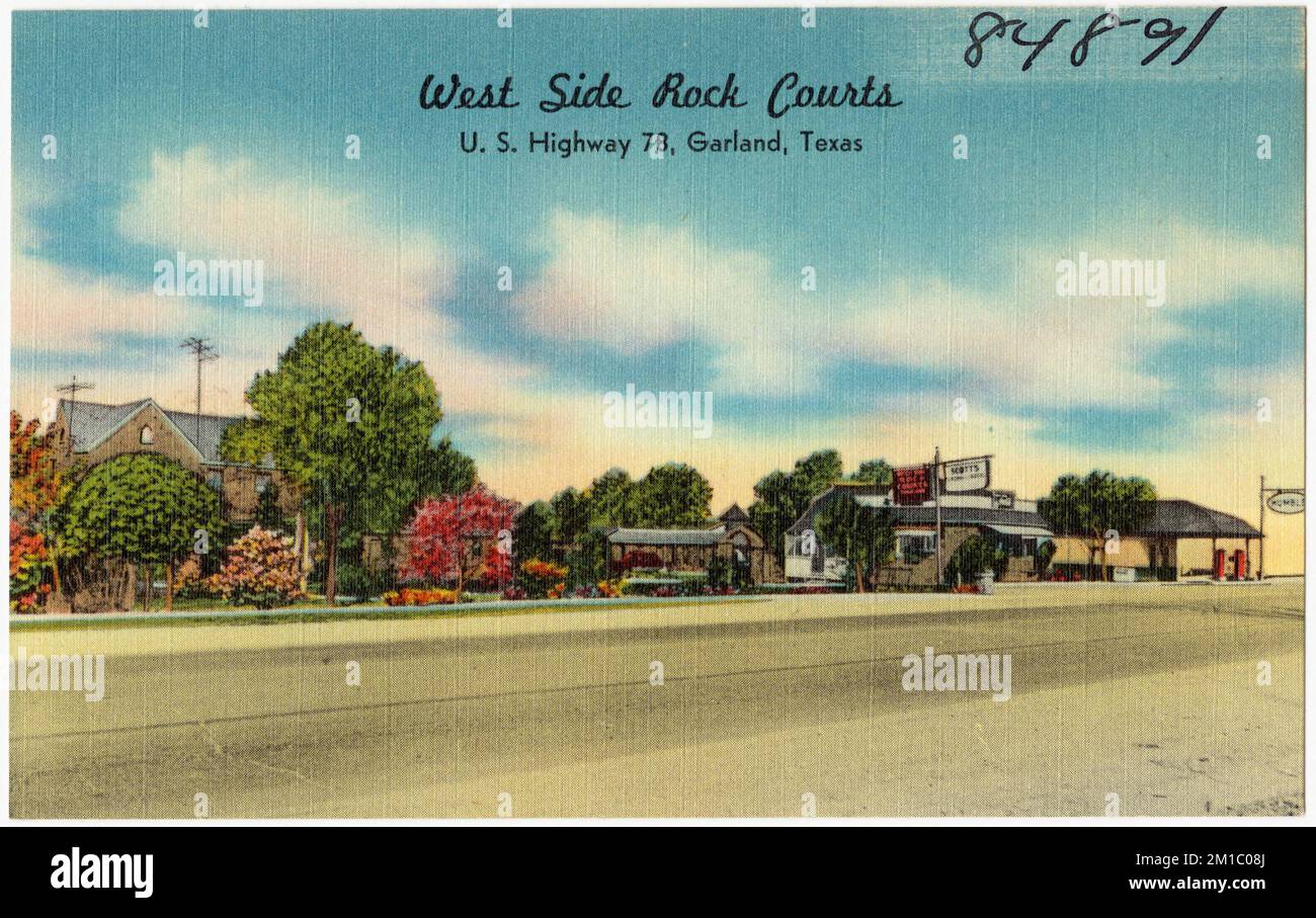 West Side Rock Courts, USA Highway 78, Garland, Texas , Motel, Tichnor Brothers Collection, Cartoline degli Stati Uniti Foto Stock