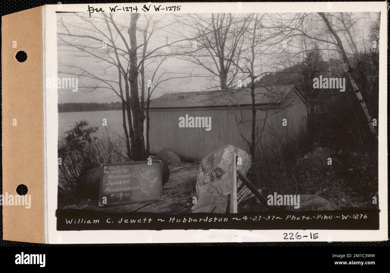 William C. Jewett, Boathouse, Hubbardston, Mass., aprile 27, 1937 : Parcel no 266-15 , opere d'acqua, immobili, strutture residenziali, case estive abitazioni stagionali, boathouses Foto Stock