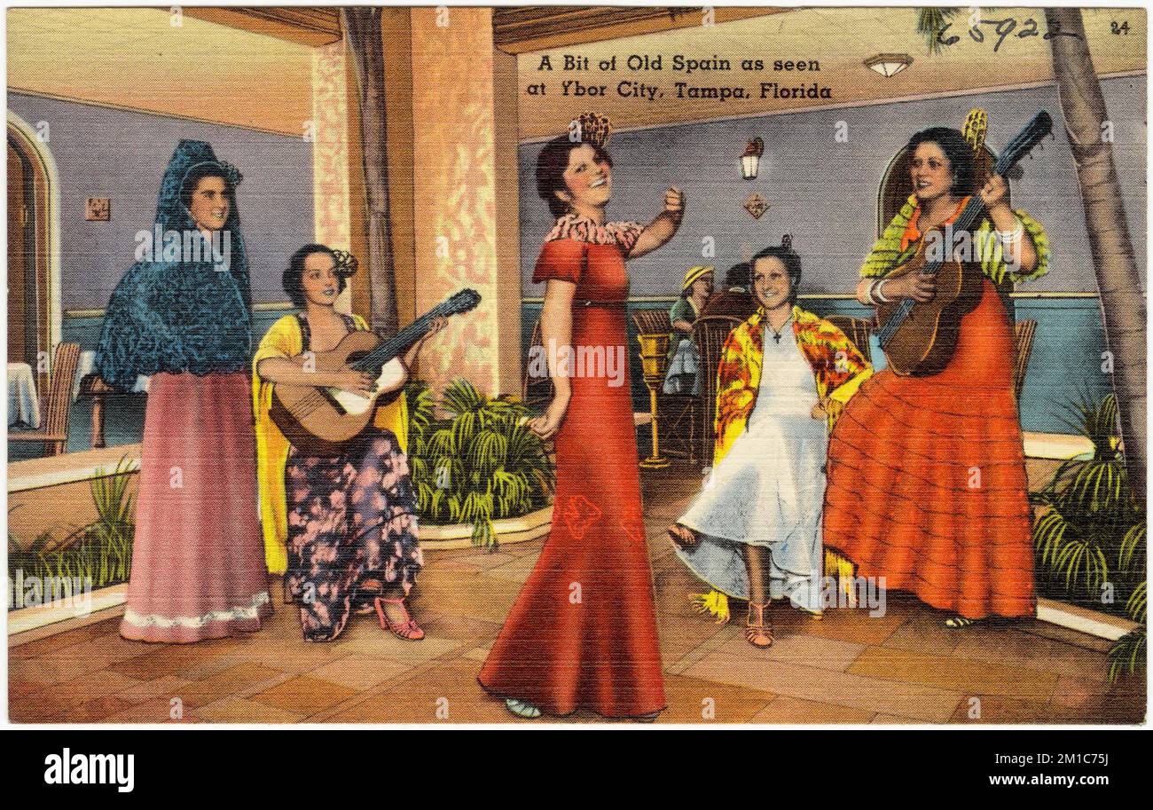 Un po 'di vecchia Spagna come visto a Ybor City, Tampa, Florida, Tichnor Brothers Collection, cartoline degli Stati Uniti Foto Stock
