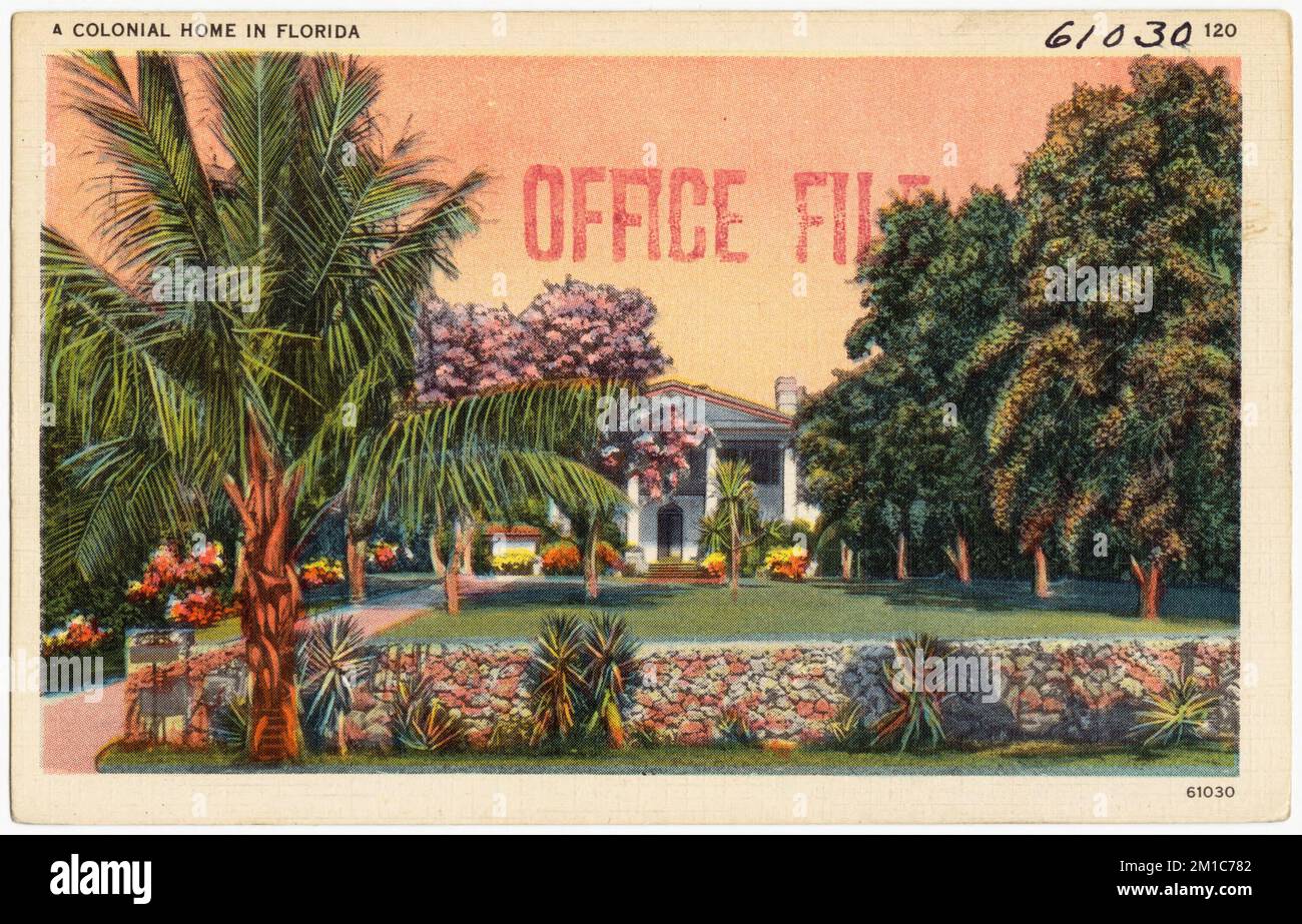 Una casa coloniale in Florida, Houses, Tichnor Brothers Collection, cartoline degli Stati Uniti Foto Stock