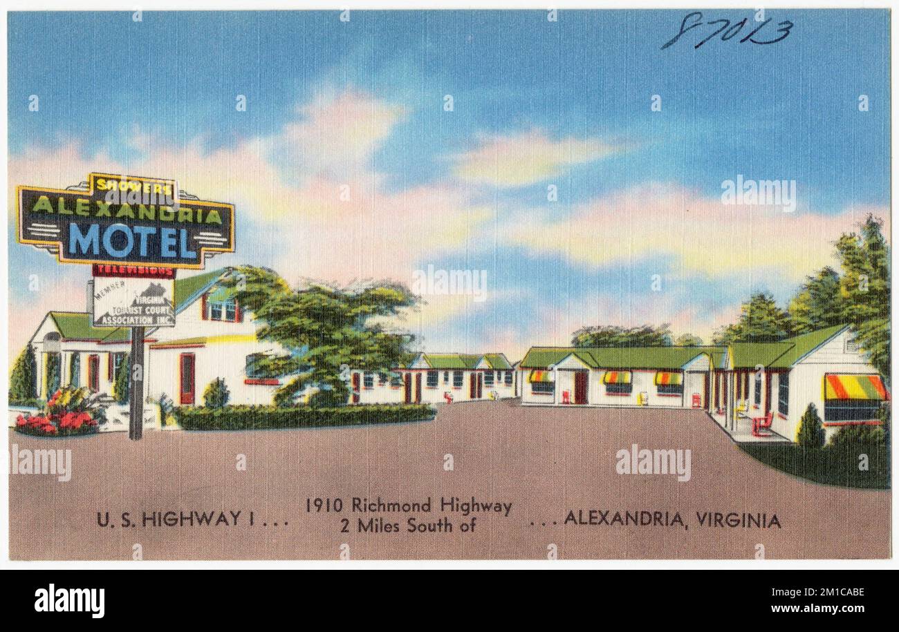 Alexandria Motel, Stati Uniti Autostrada 1... 1910 Richmond Highway, 2 km a sud... Alexandria, Virginia , Motel, Tichnor Brothers Collection, cartoline degli Stati Uniti Foto Stock