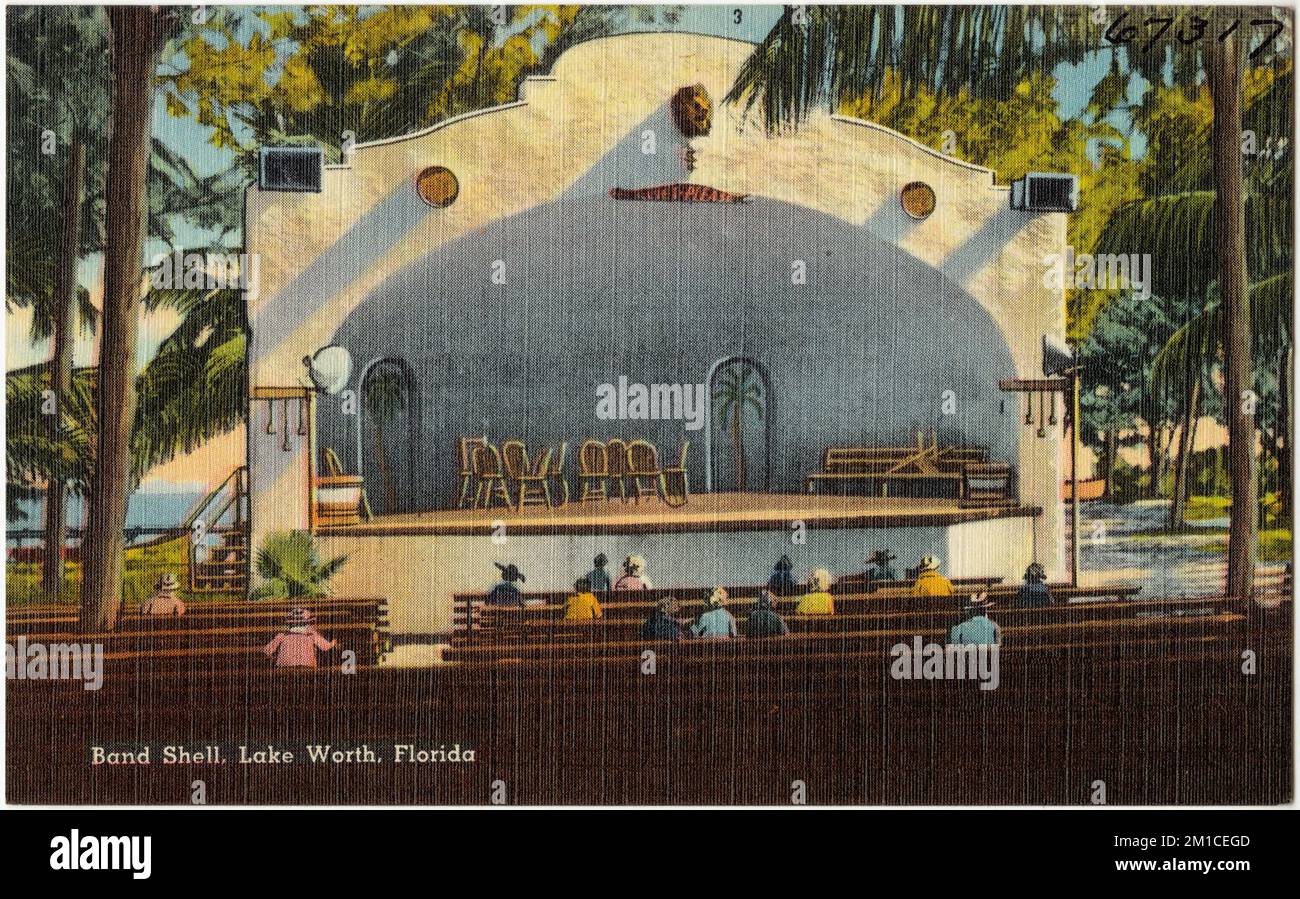 Conchiglia della band, Lake Worth, Florida , Theaters, Tichnor Brothers Collection, Cartoline degli Stati Uniti Foto Stock