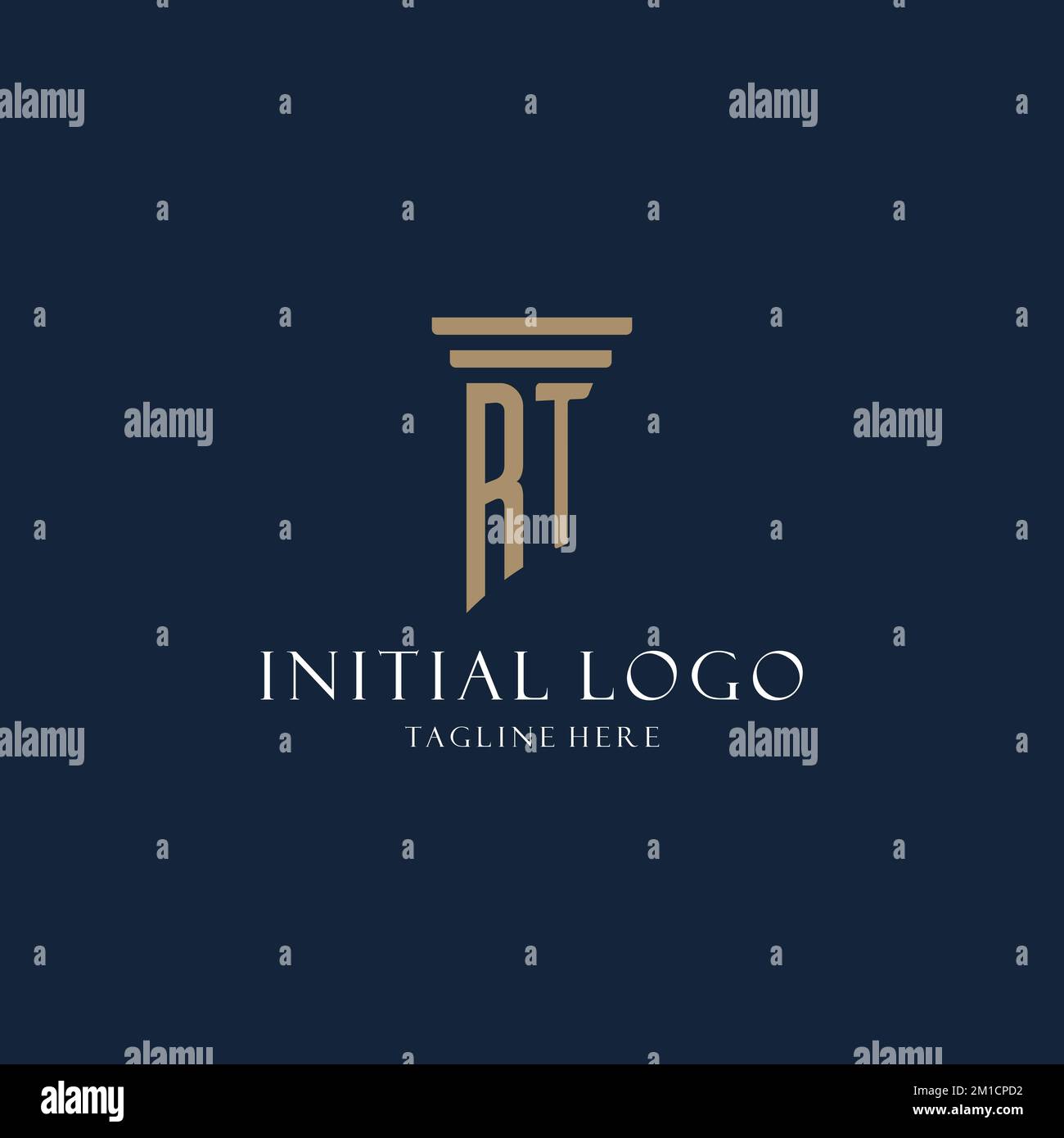 RT logo monogramma iniziale per ufficio legale, avvocato, avvocato con idee di design stile pilastro Illustrazione Vettoriale