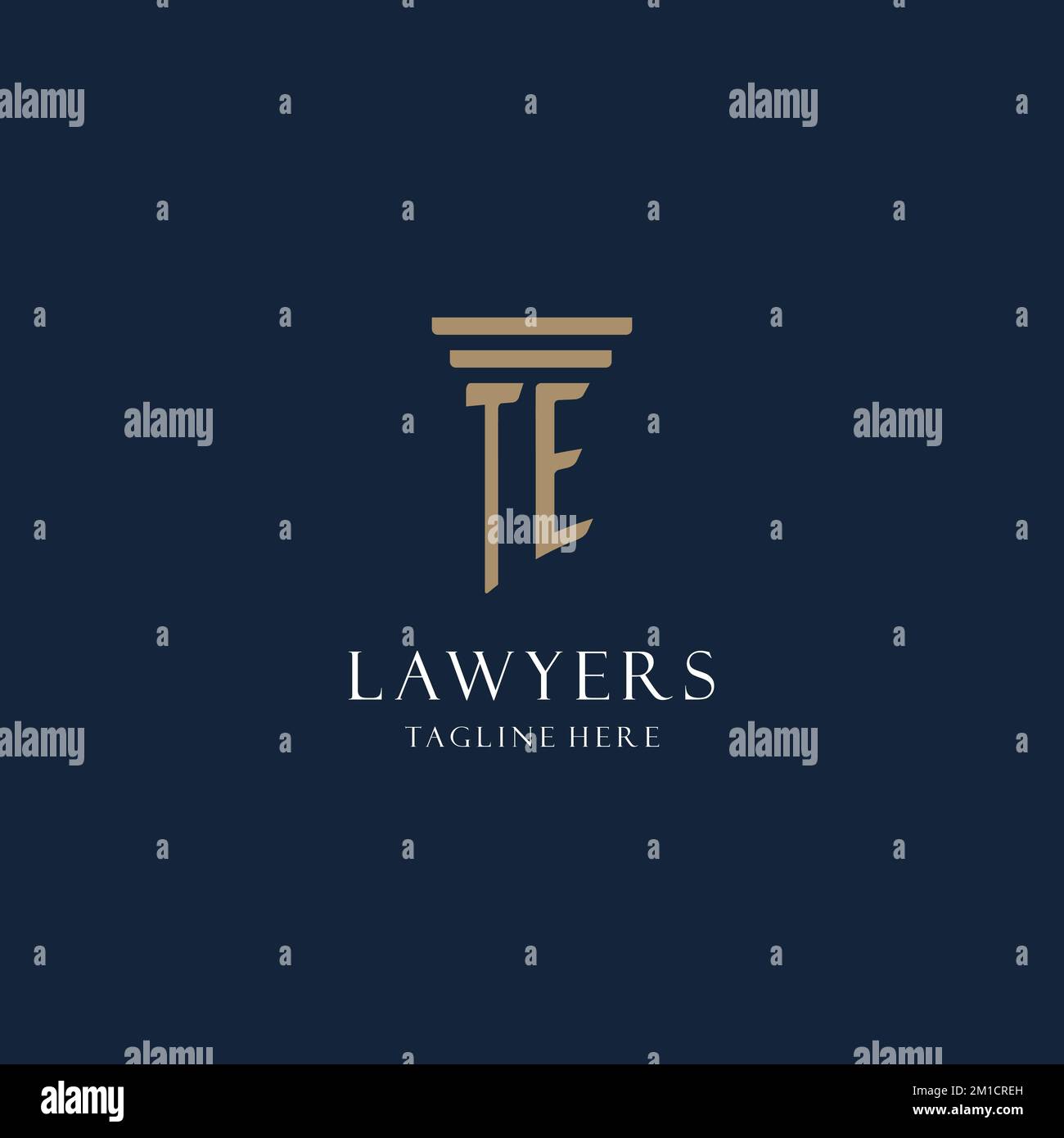 Logo iniziale del monogramma TE per ufficio legale, avvocato, avvocato con idee di design stile colonna Illustrazione Vettoriale