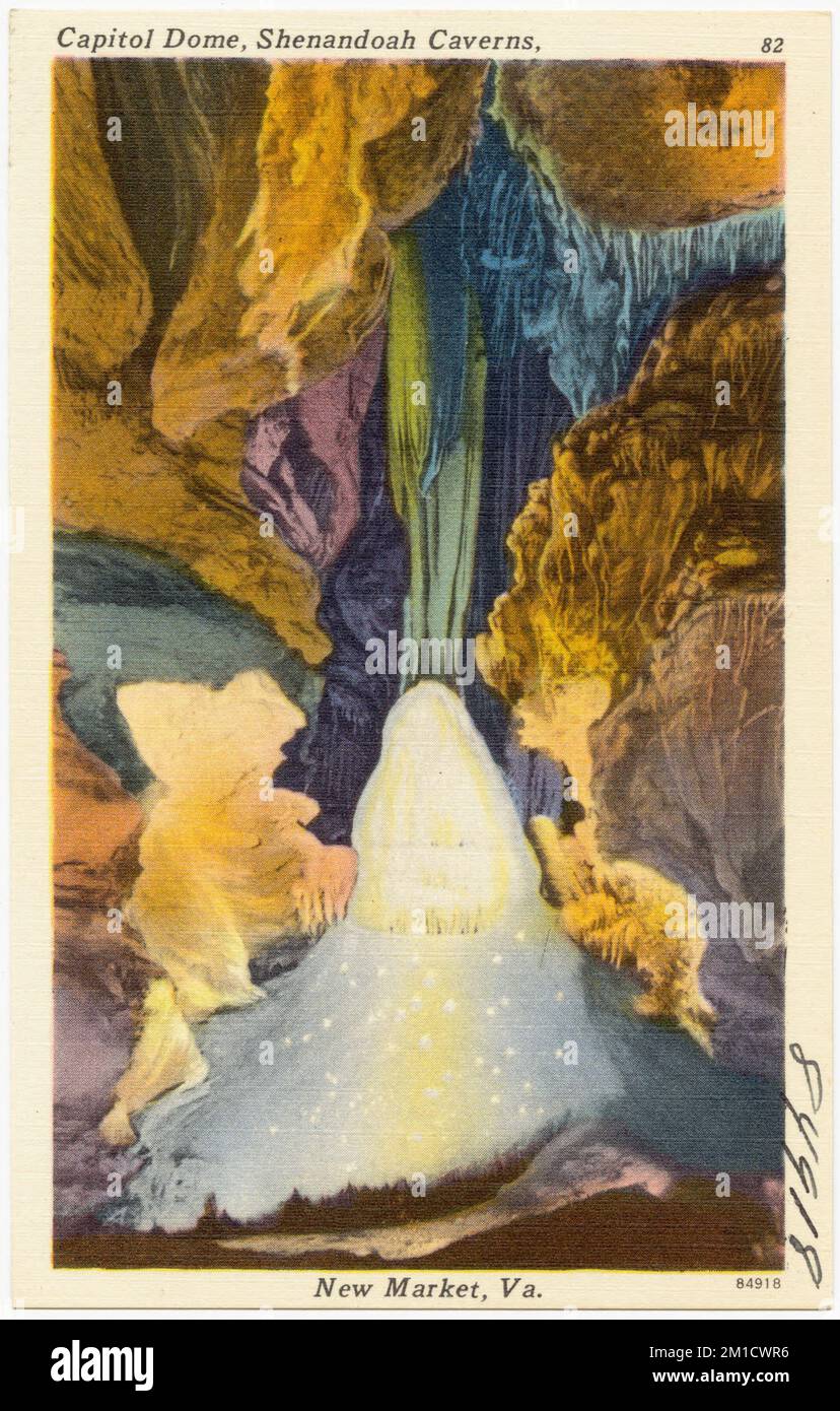 Capitol Dome, Shenandoah Caverns, New Market, Virginia , Caves, Tichnor Brothers Collection, cartoline degli Stati Uniti Foto Stock