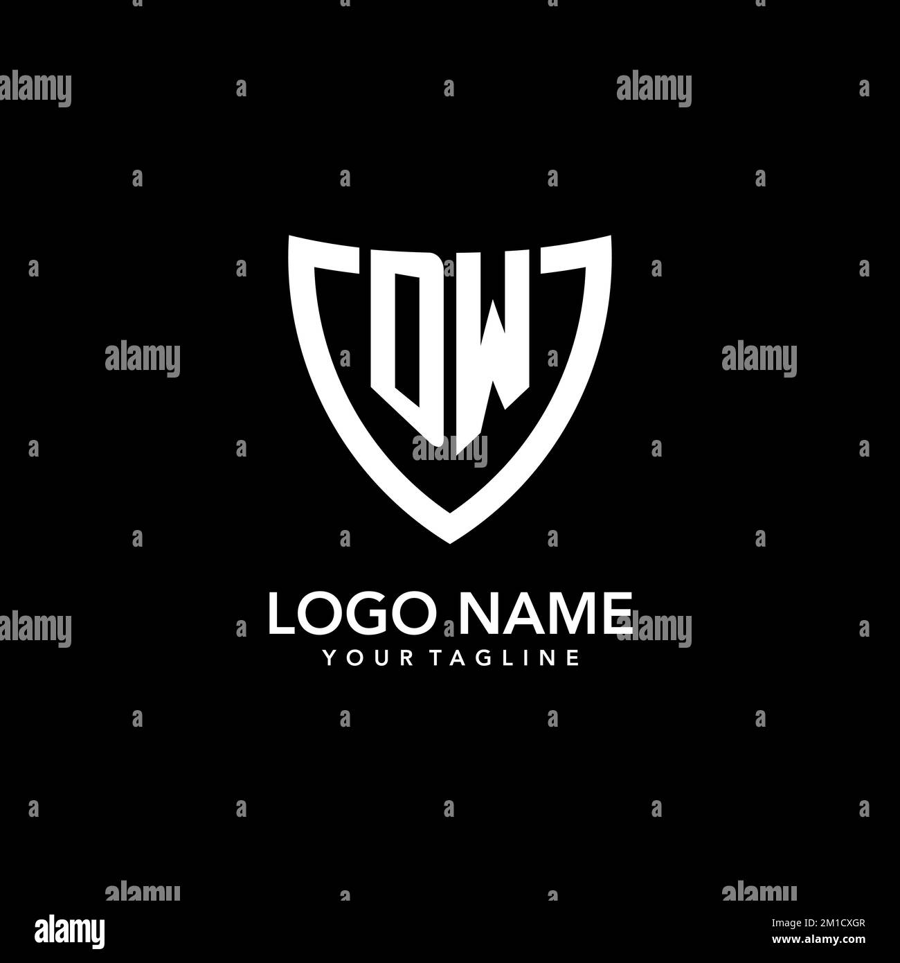 Logo iniziale del monogramma DW con icona a scudo pulita e moderna ispirazione per il design Illustrazione Vettoriale